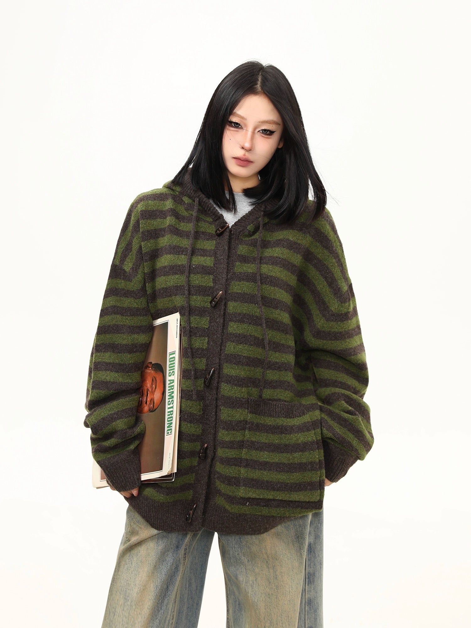 Moss Groove Toggle Knit Hoodie