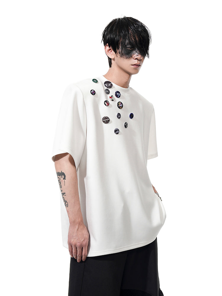 Scattered Button/Badge Embellishments T-Shirt