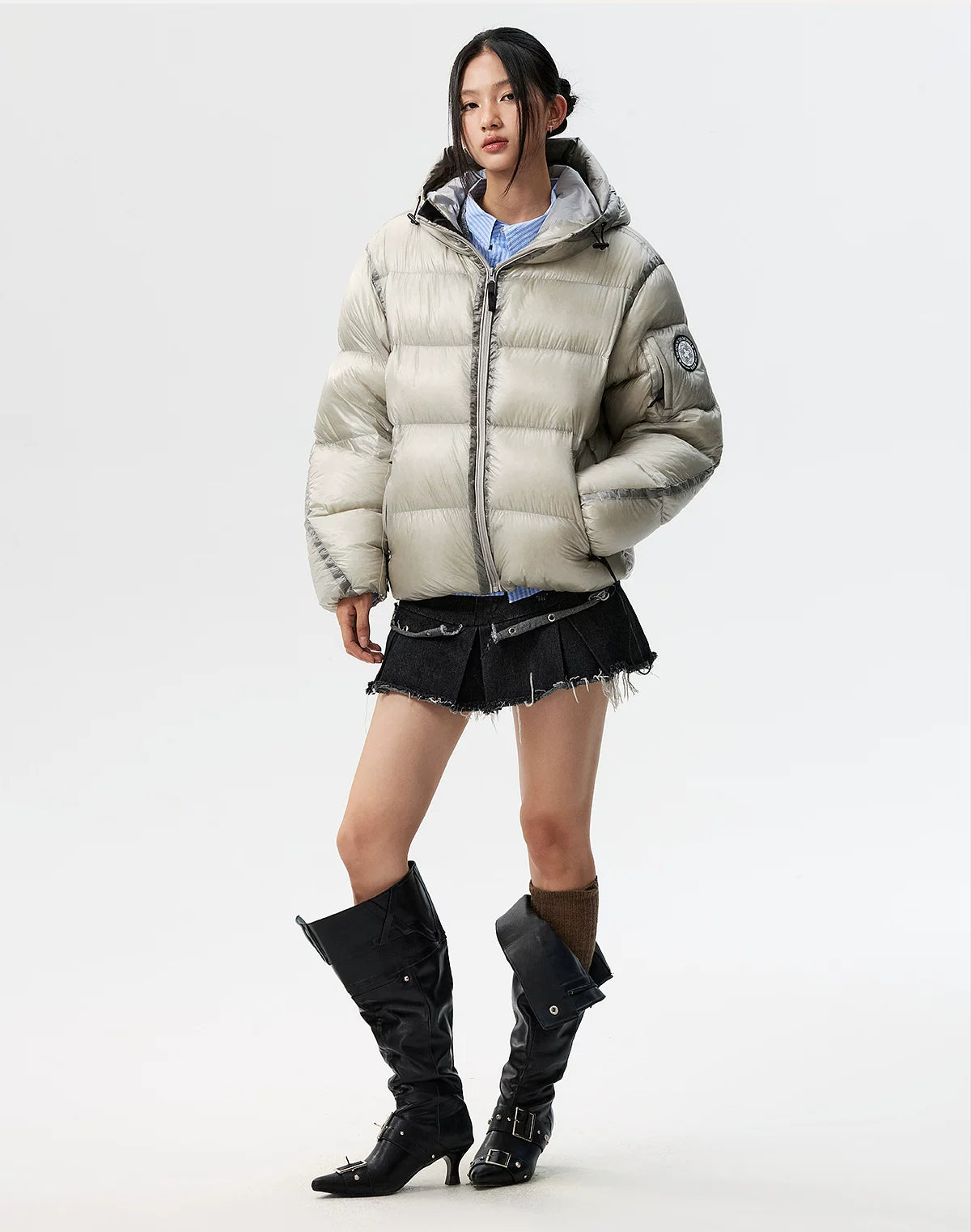 Glacier Halo Reflective Hooded Puffer Jacket