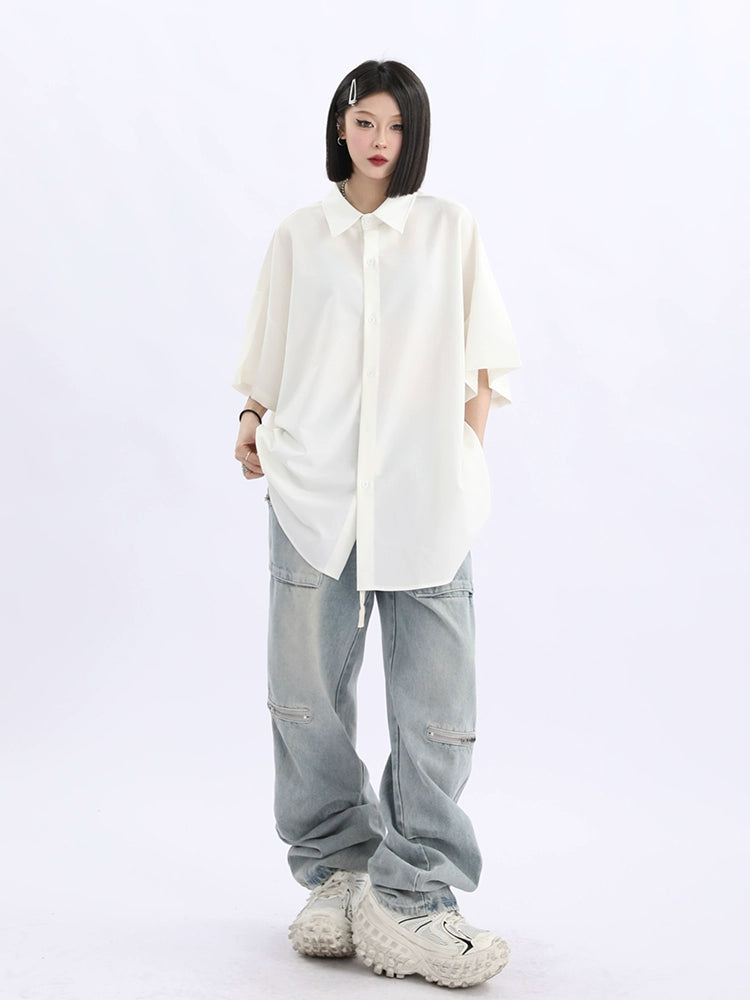 Oversized Black Button-Down Shirt