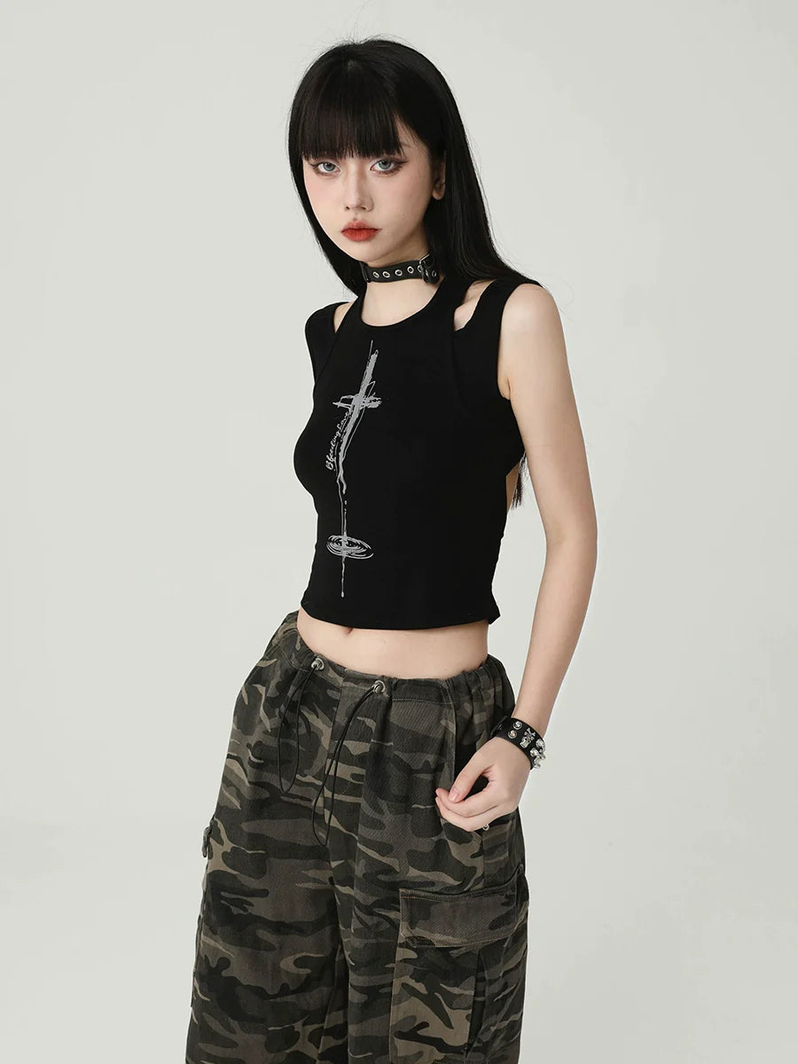 American Sweet And Spicy Suspender Vest Top - chiclara
