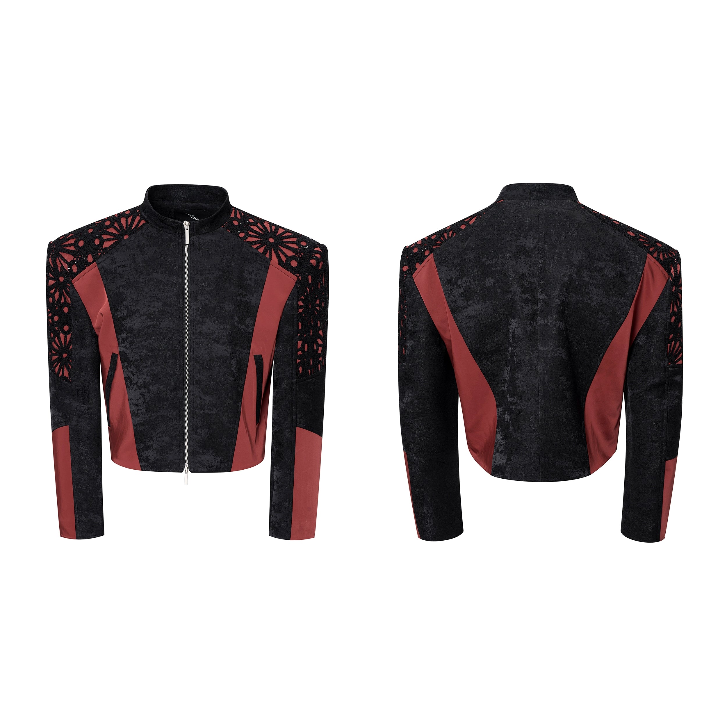 Black and Red Laser Cut Jacket