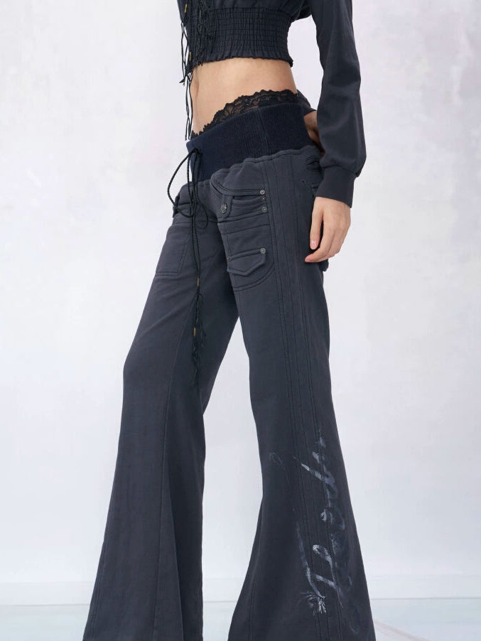 Ink Script Waistband Flare Pants