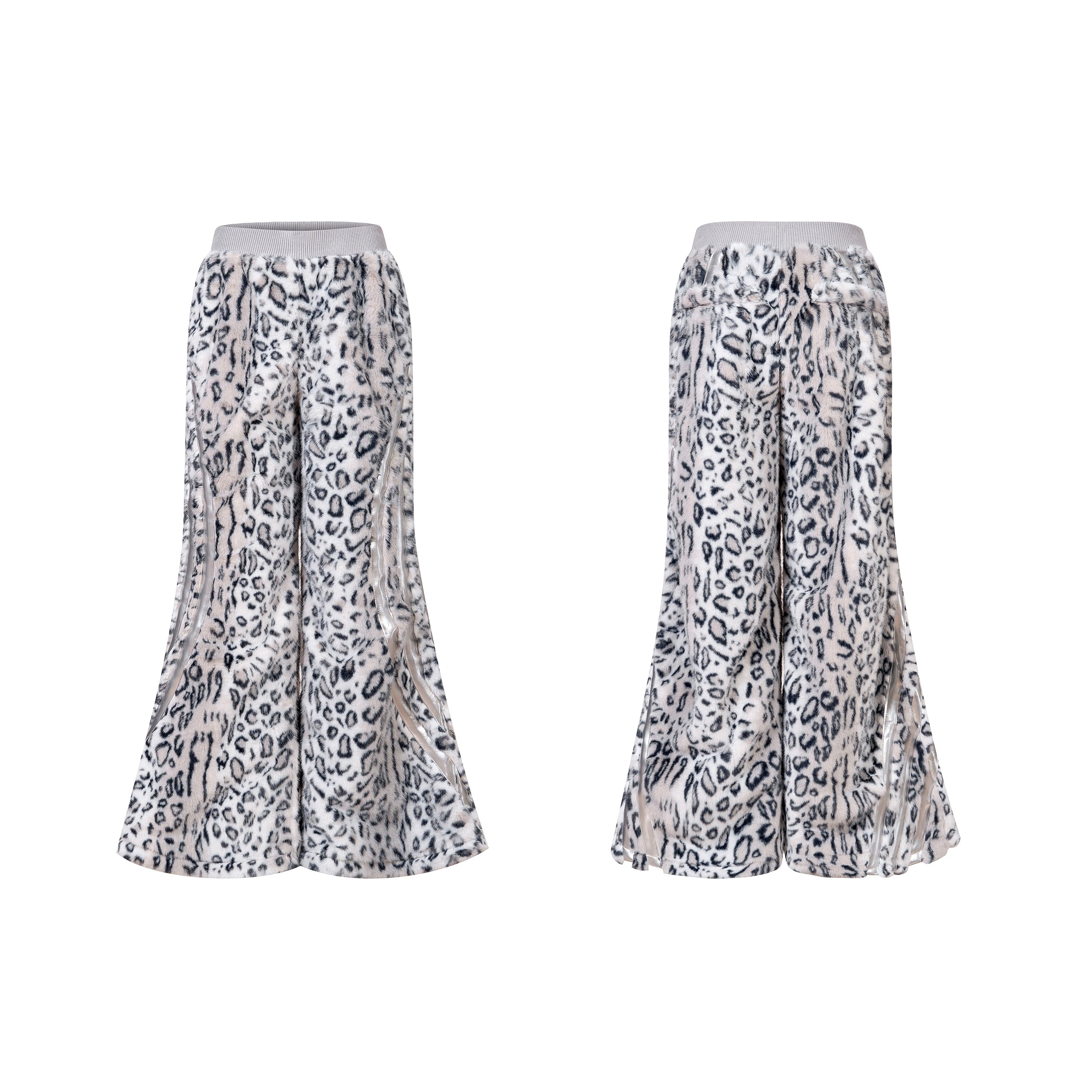 Leopard Print Faux Fur Top and Pants Setup
