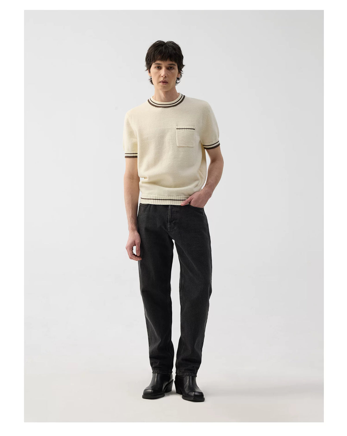 Camden Contrast-Trim Pocket Knit Tee