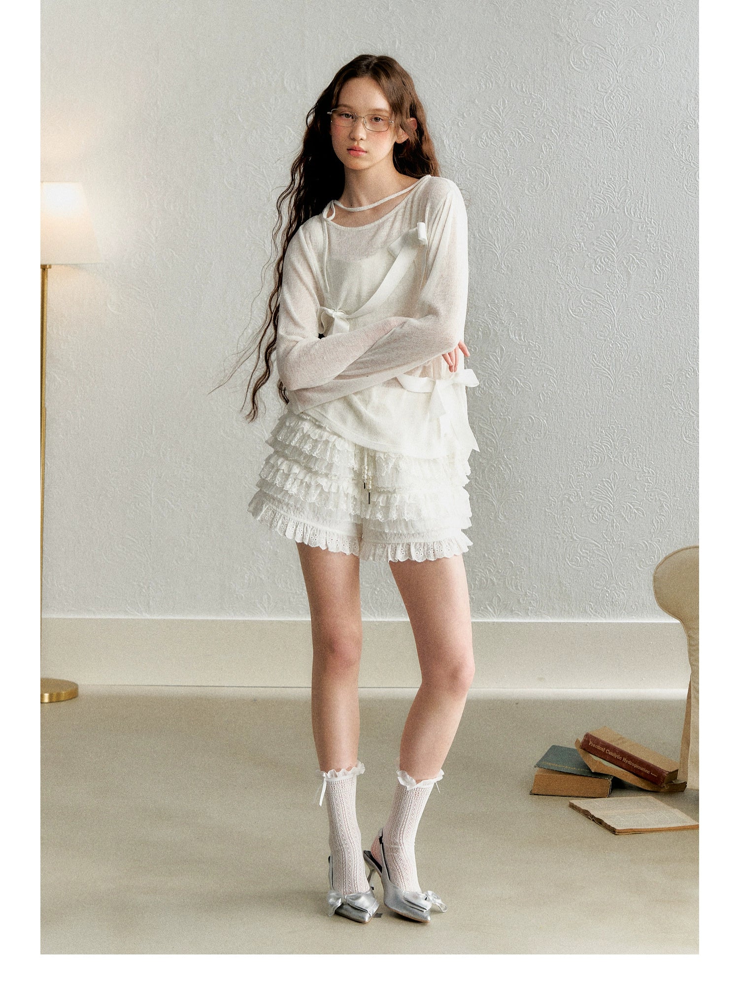 White Wrap Top with Bow Detail