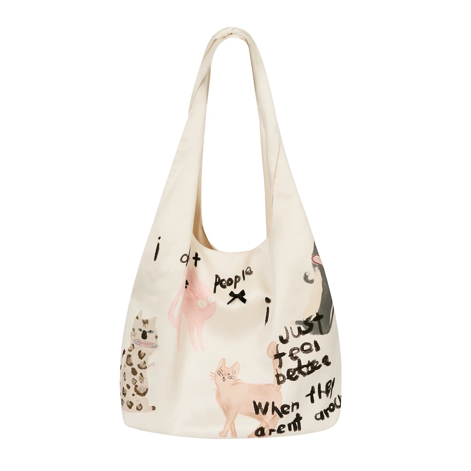 Introvert Kittens Doodle Hobo Tote