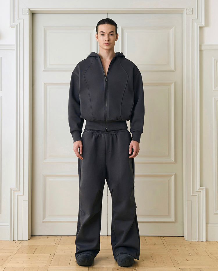 Heavyweight Zip-Up Hoodie and Wide-Leg Sweatpants Setup