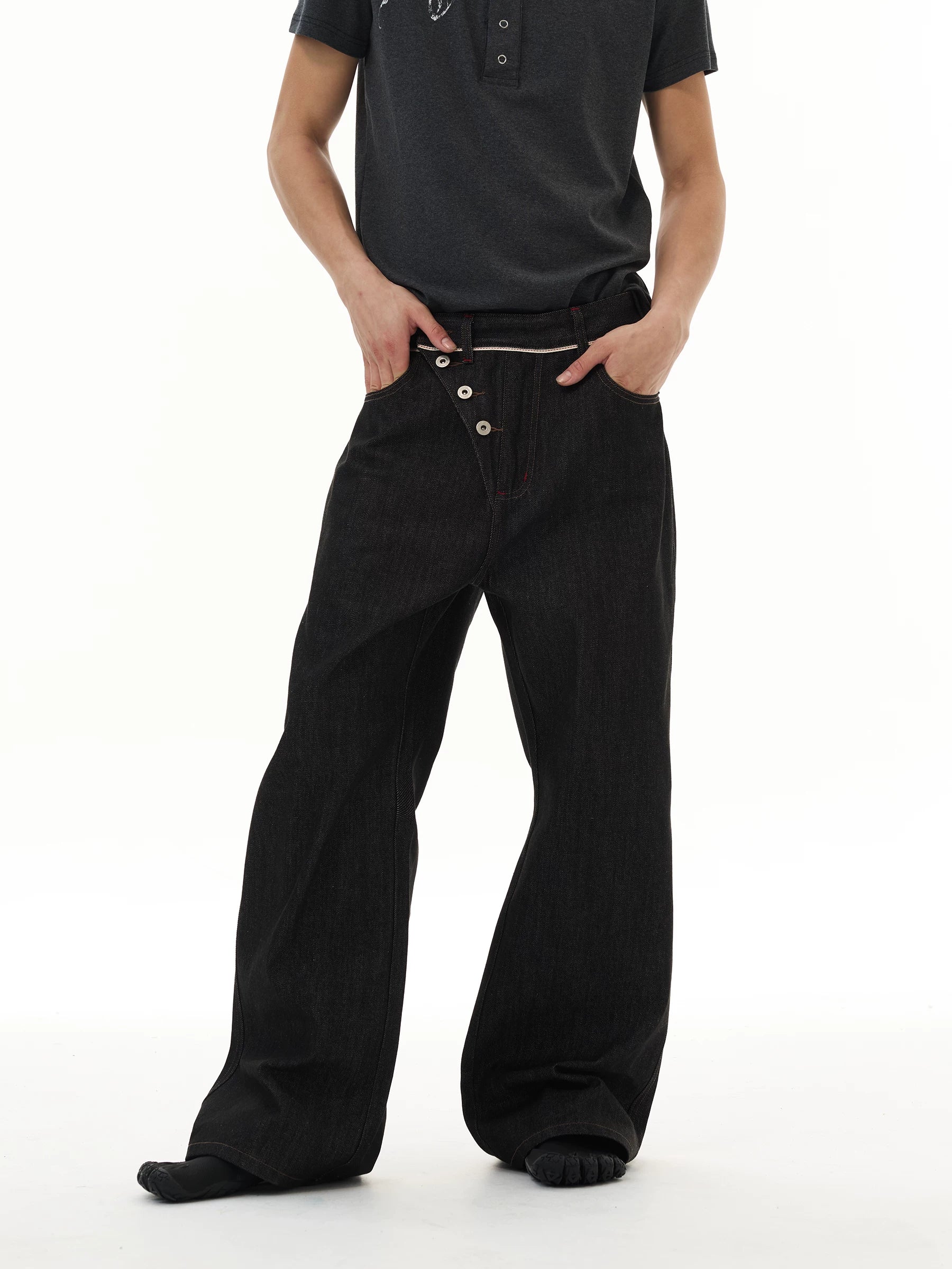 Orbit Placket Wide‑Leg Jeans