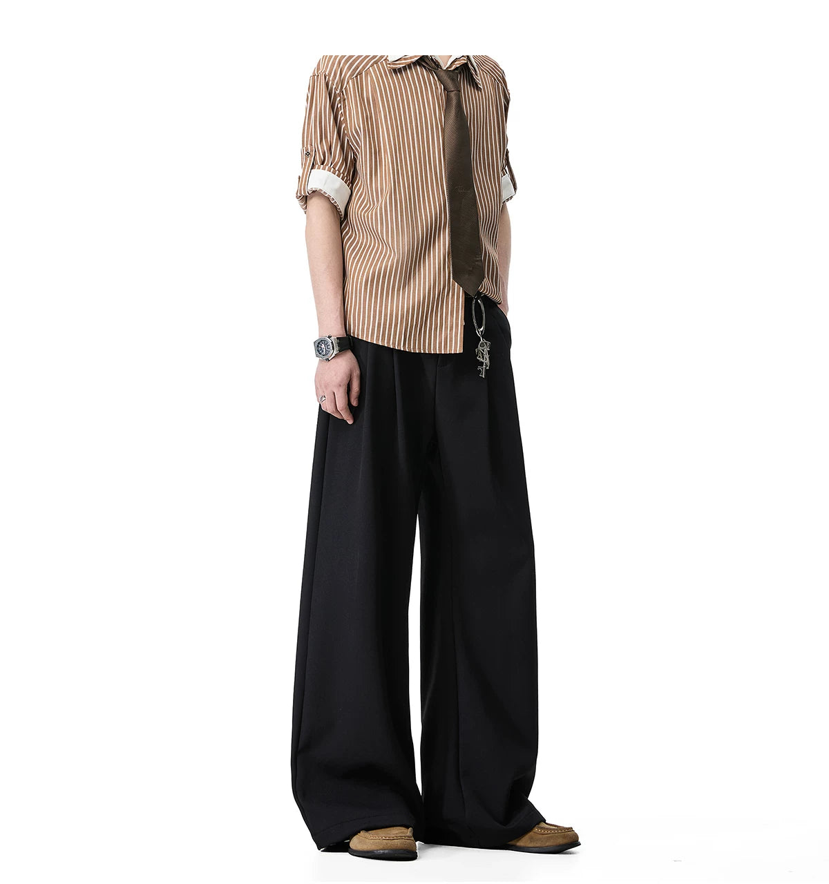 Walnut Drape Wide-Leg Trousers