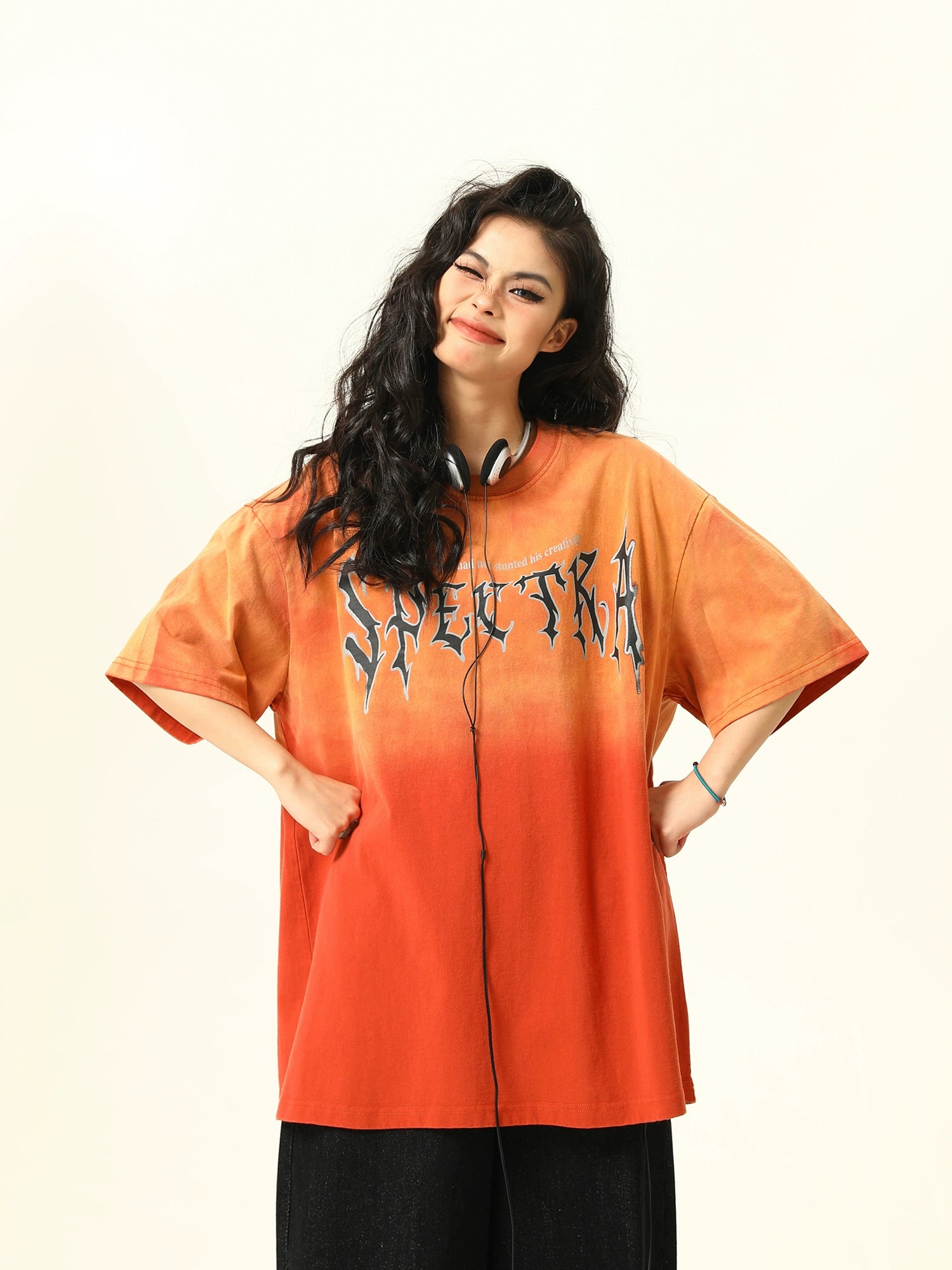 Oversized Orange Gradient Graphic Tee