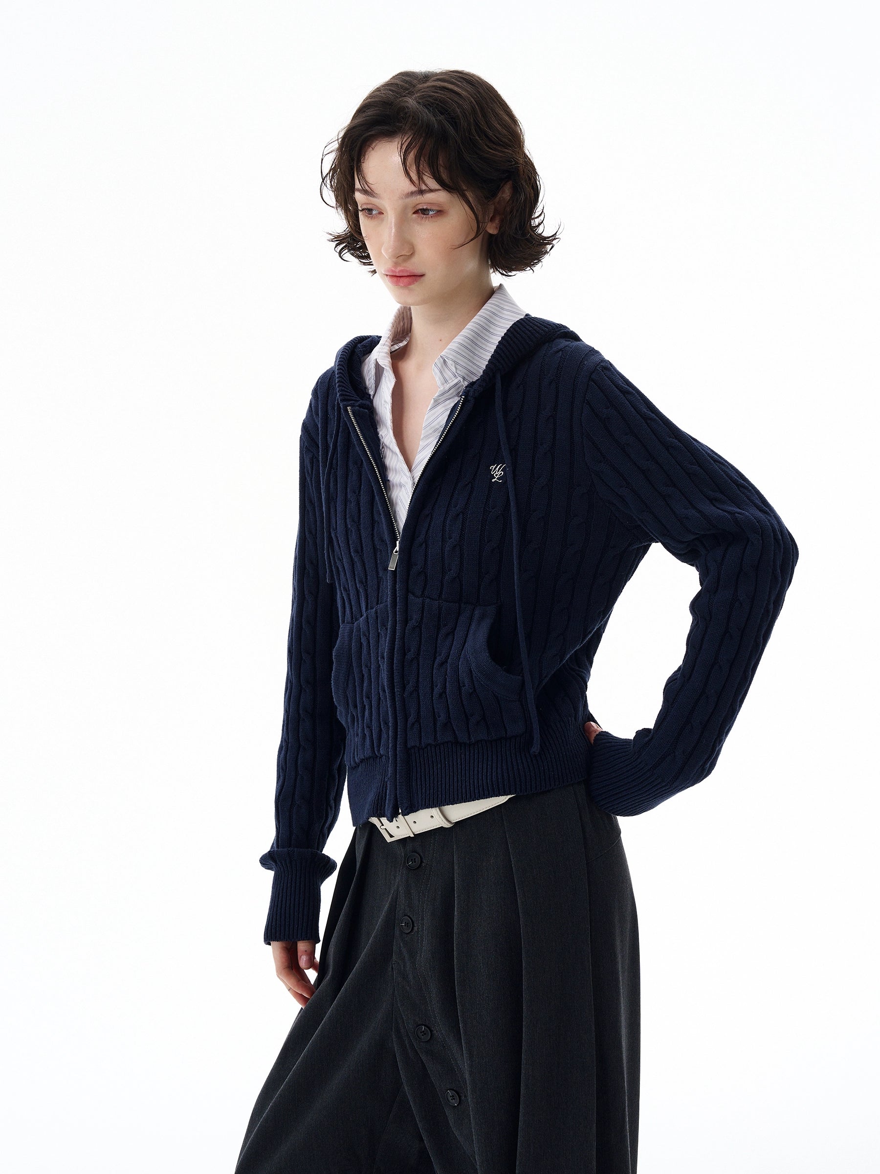 Noir Knit Zip Hoodie