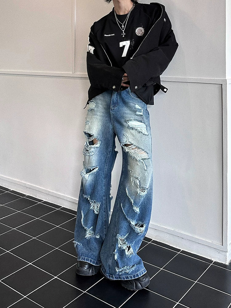 Ruinwave Super-Distressed Wide Cargo Jeans