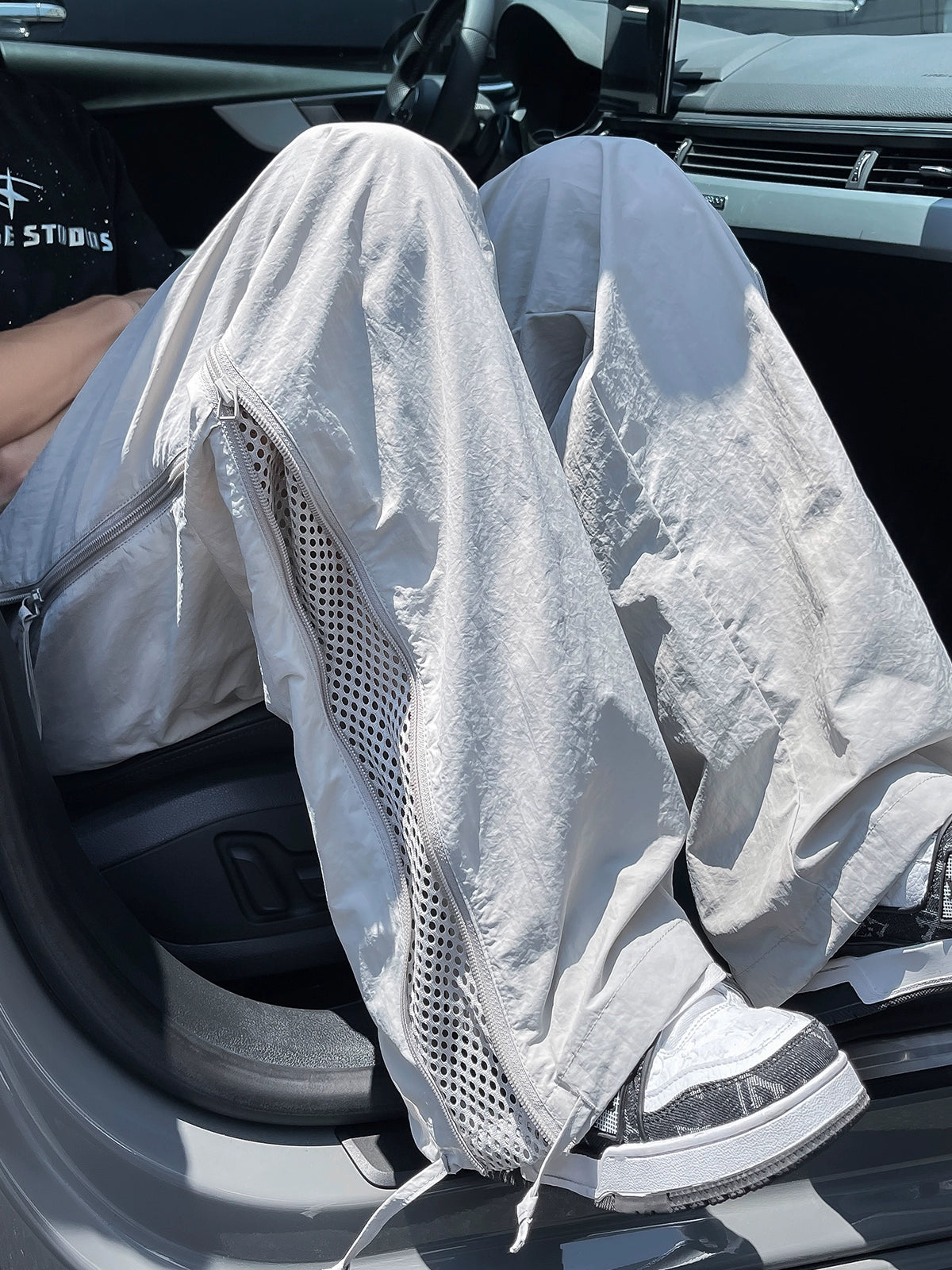 Mesh Panel Wide Leg Pants