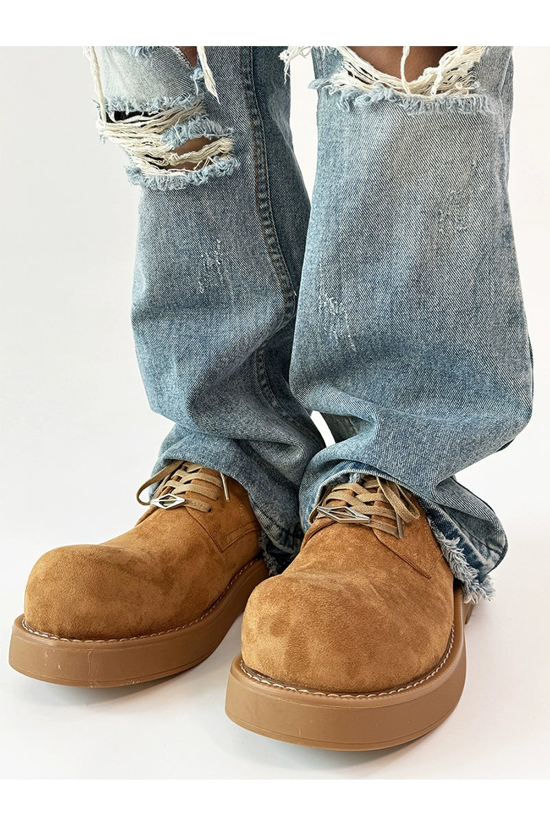 Chunky Work-Style Suede Derby Shoes