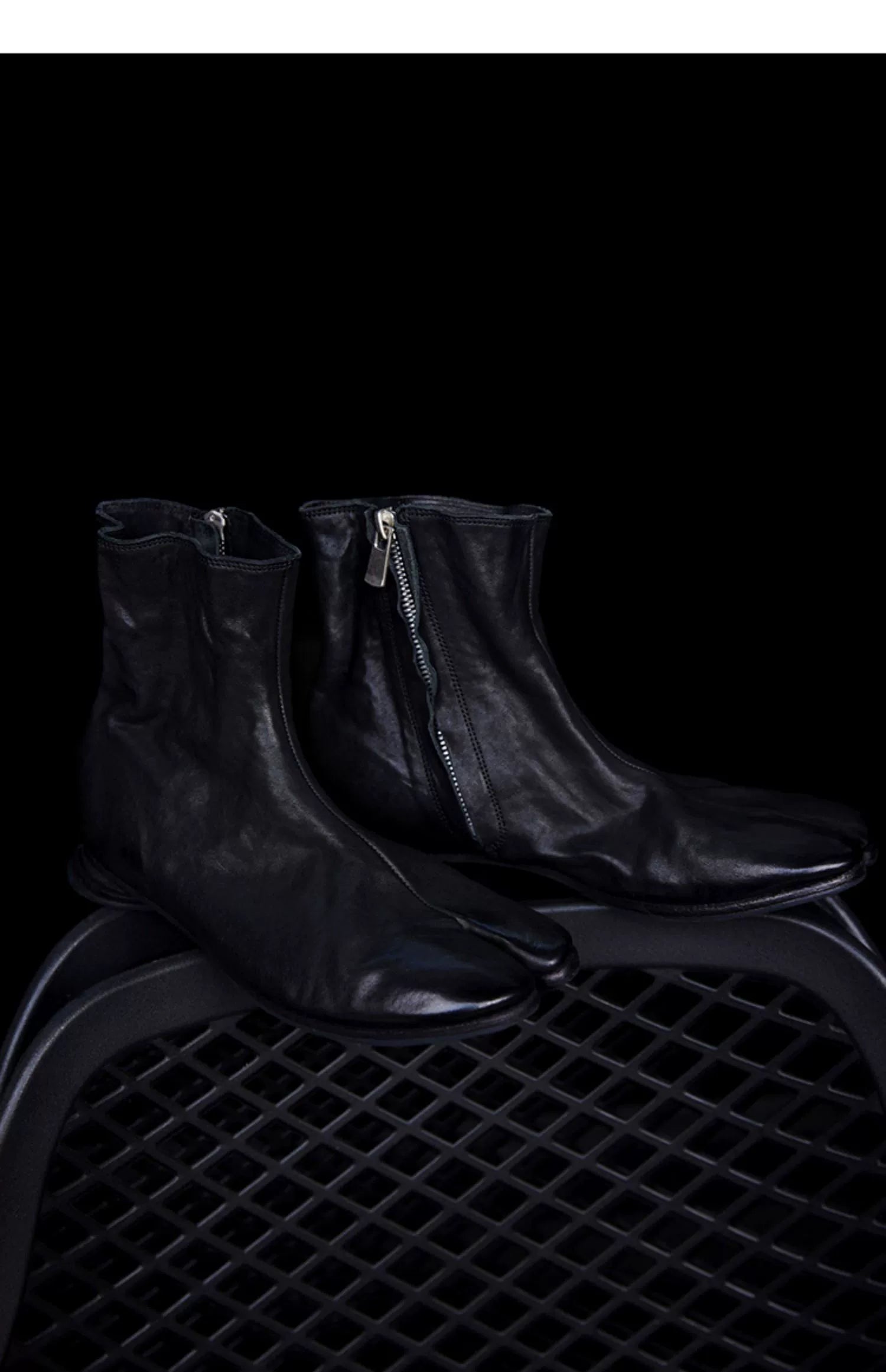 Black Leather Tabi Boots