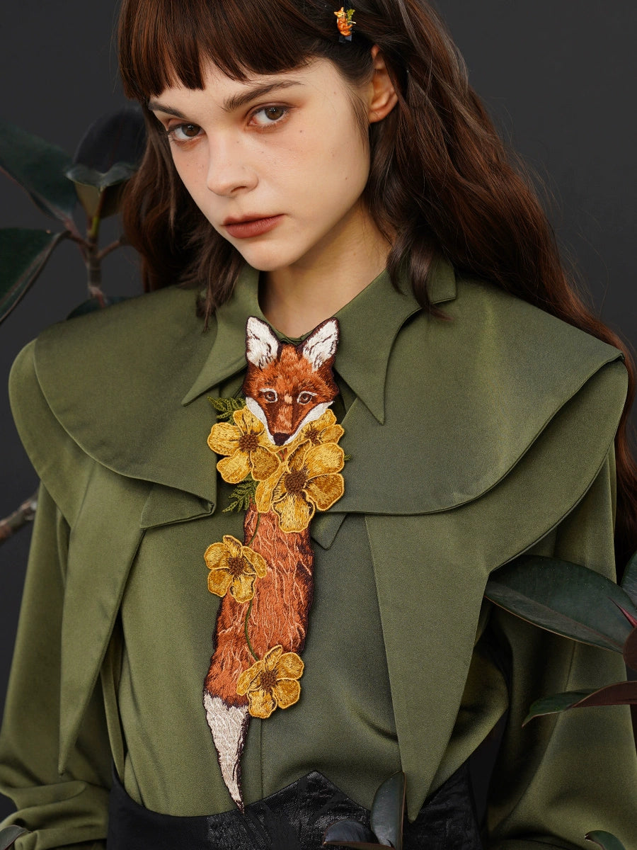 Foxy Flora Embroidered Necktie - chiclara