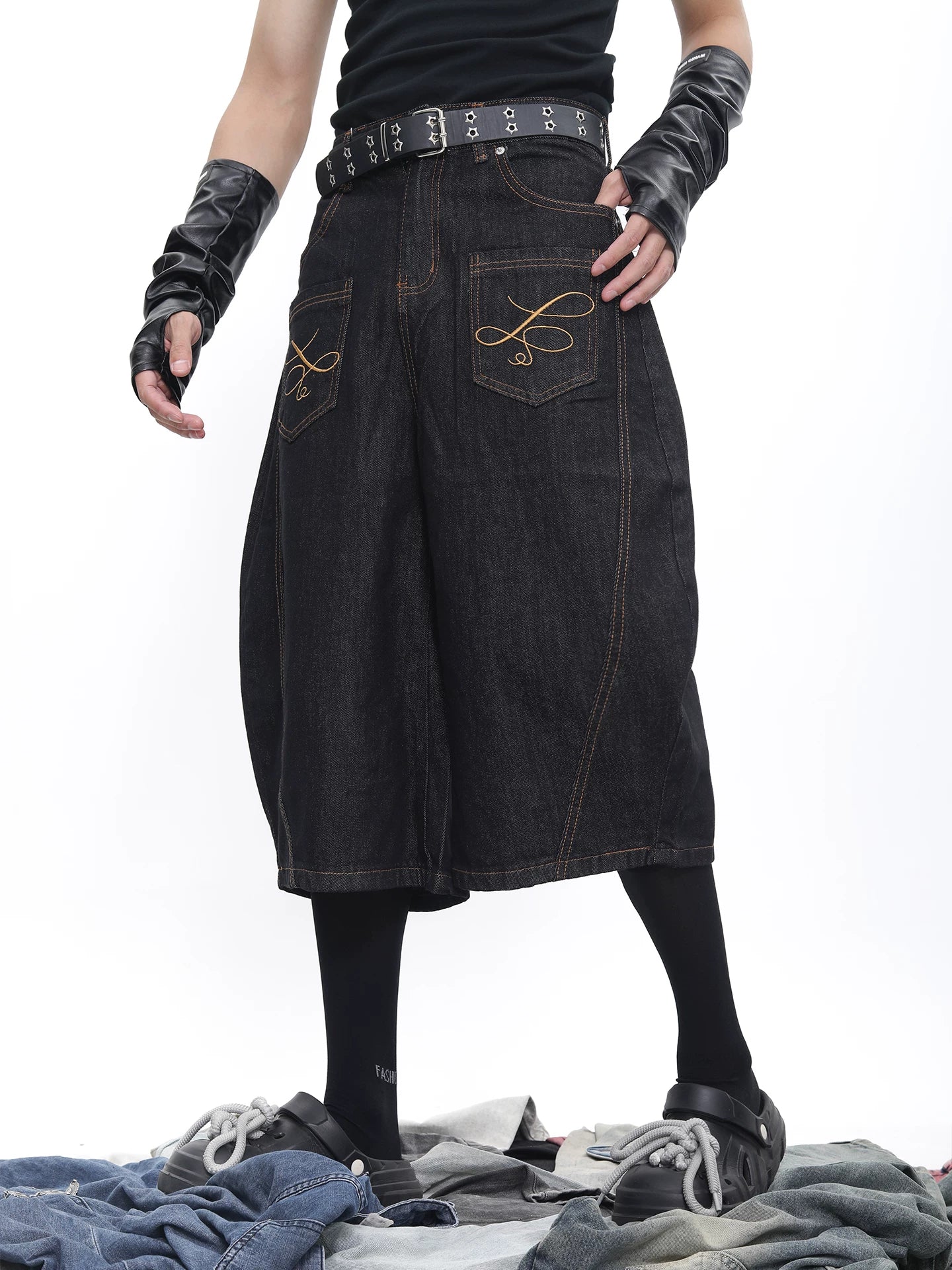 Nightline Embroidered Denim Culotte Shorts