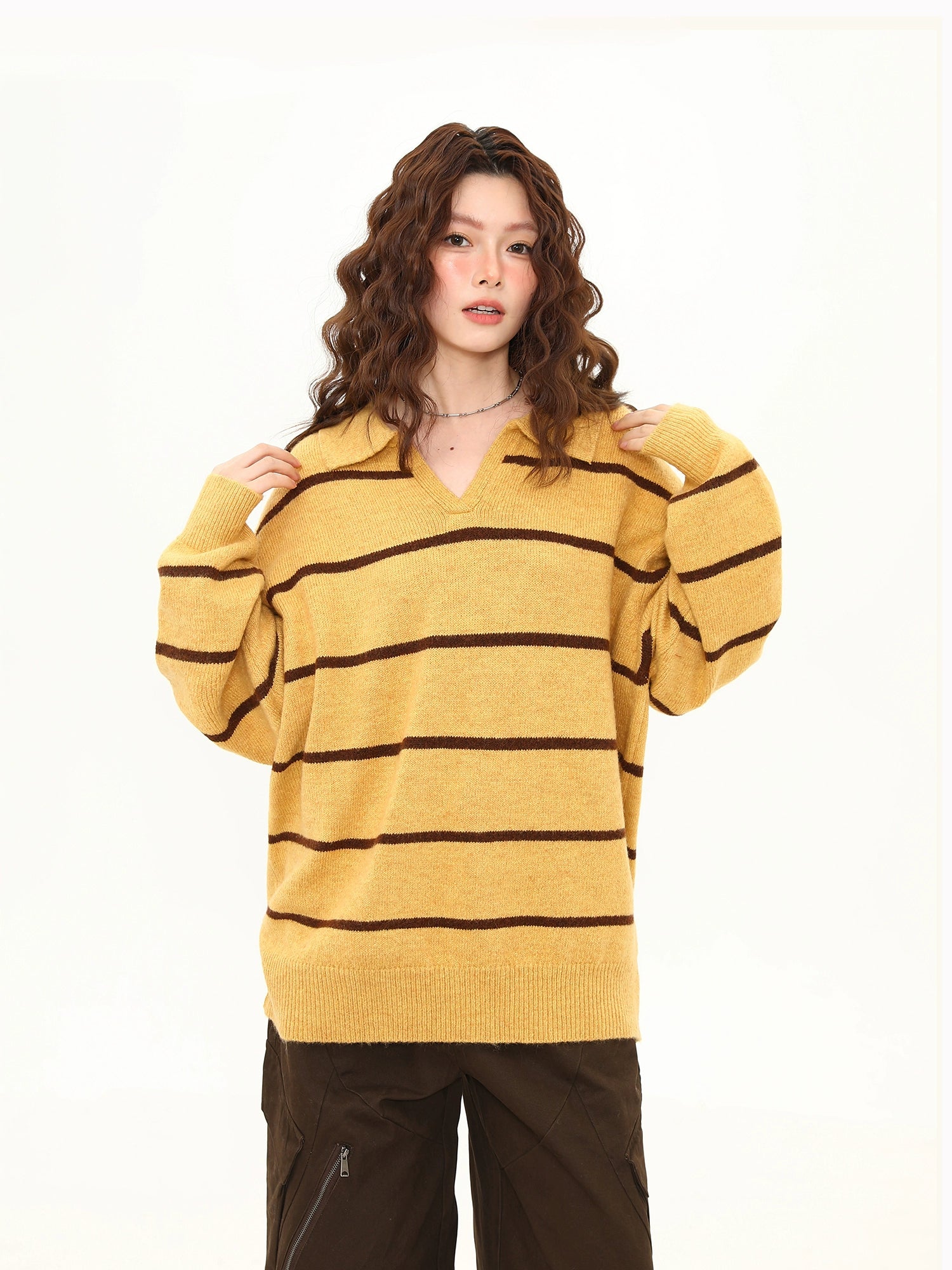 Golden Dusk Striped Knit Sweater