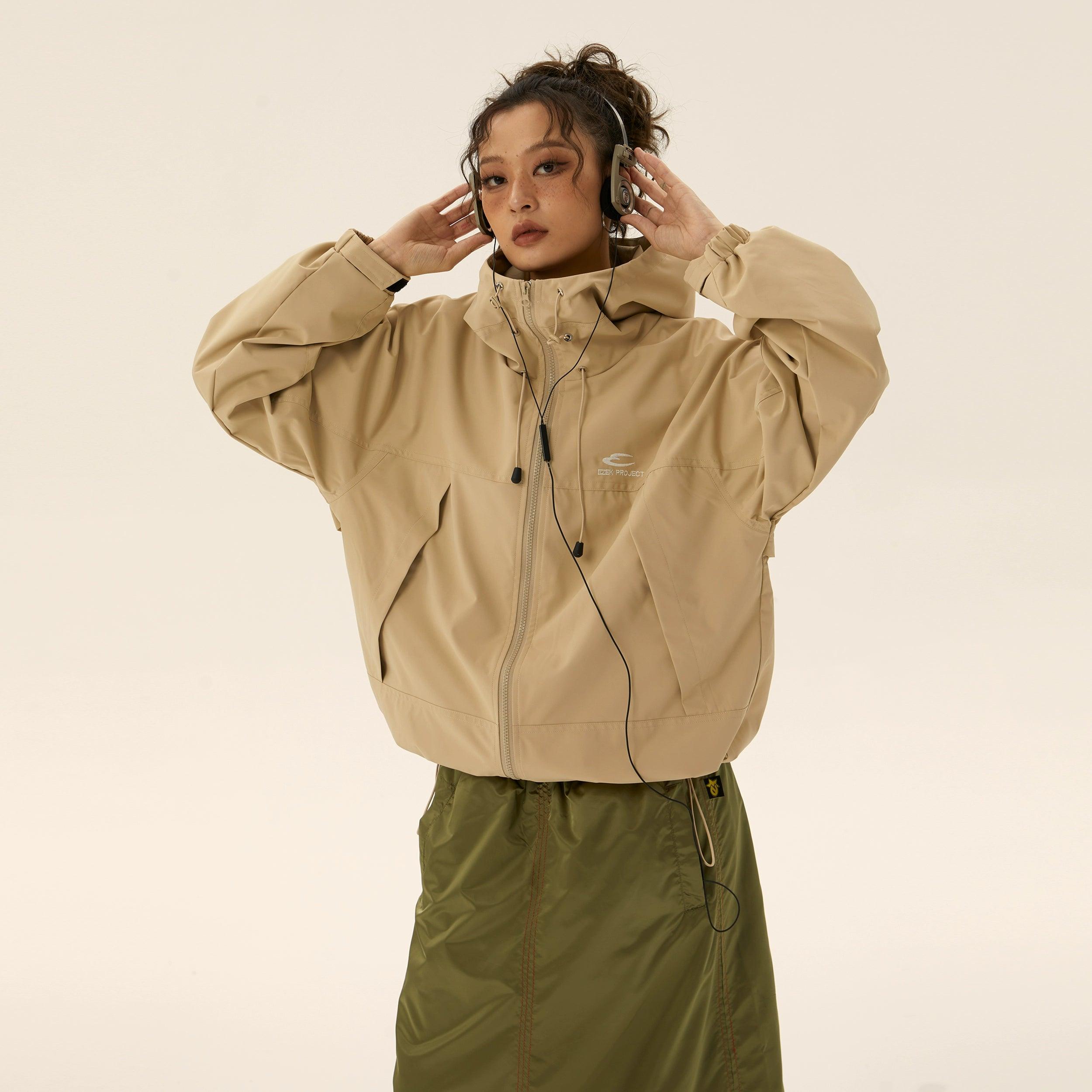 Ezek O'Neill sudadera con capucha de gran tamaño negro - chaqueta con cremallera creciente para mujeres con logotipo y capucha con cordón
