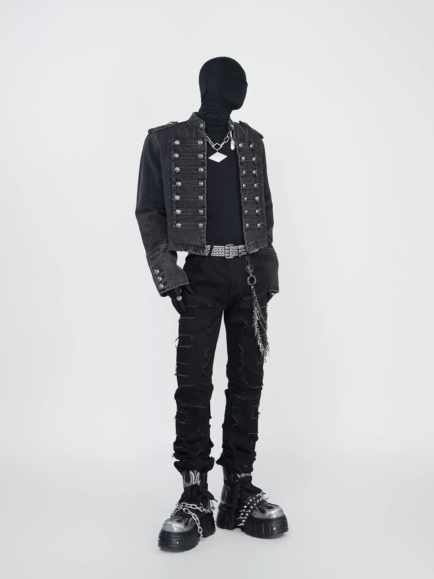 Obsidian Ruin Spike-Chain Shred Jeans
