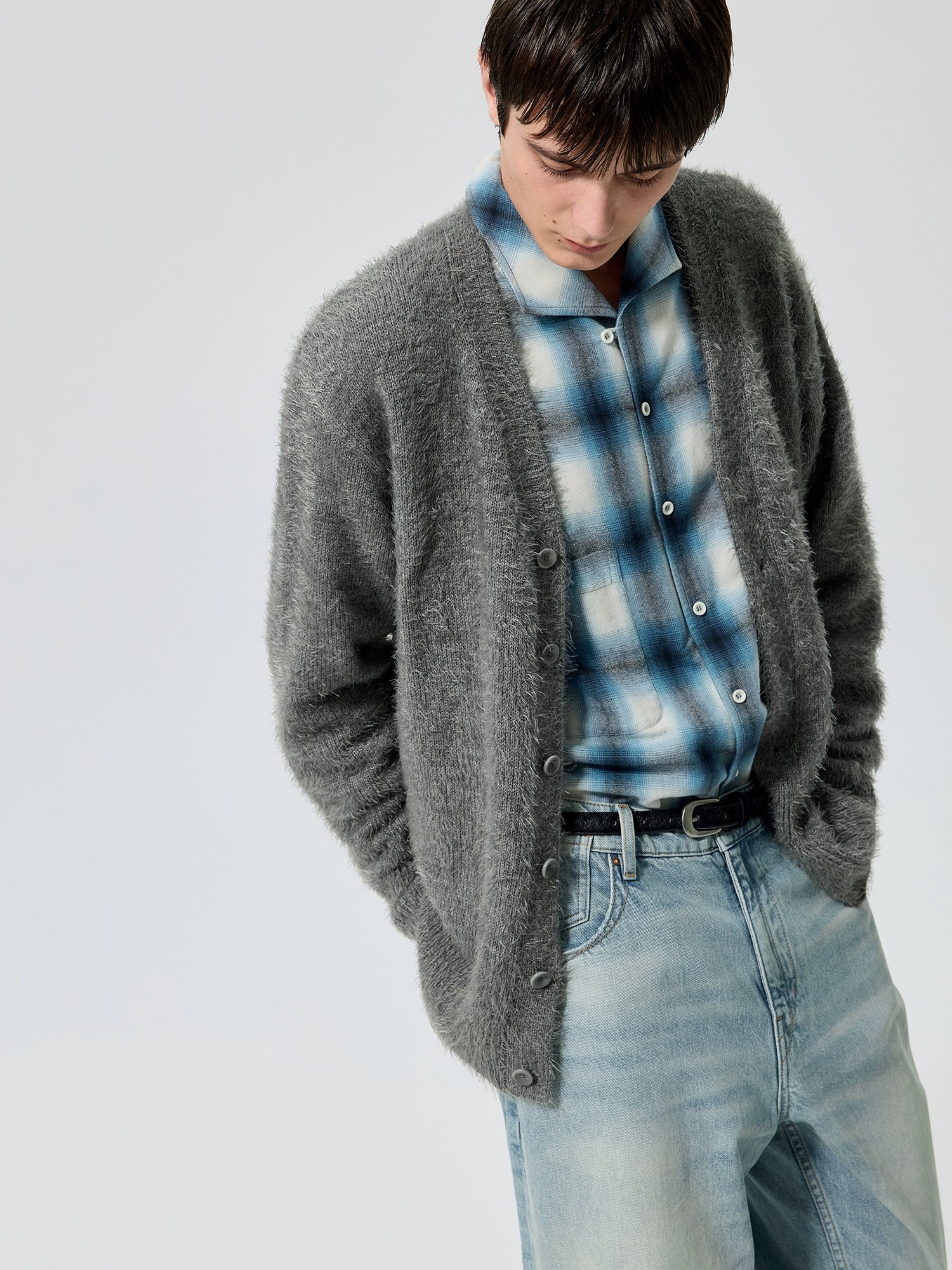 Heather Brushed Classic Knit Cardigan