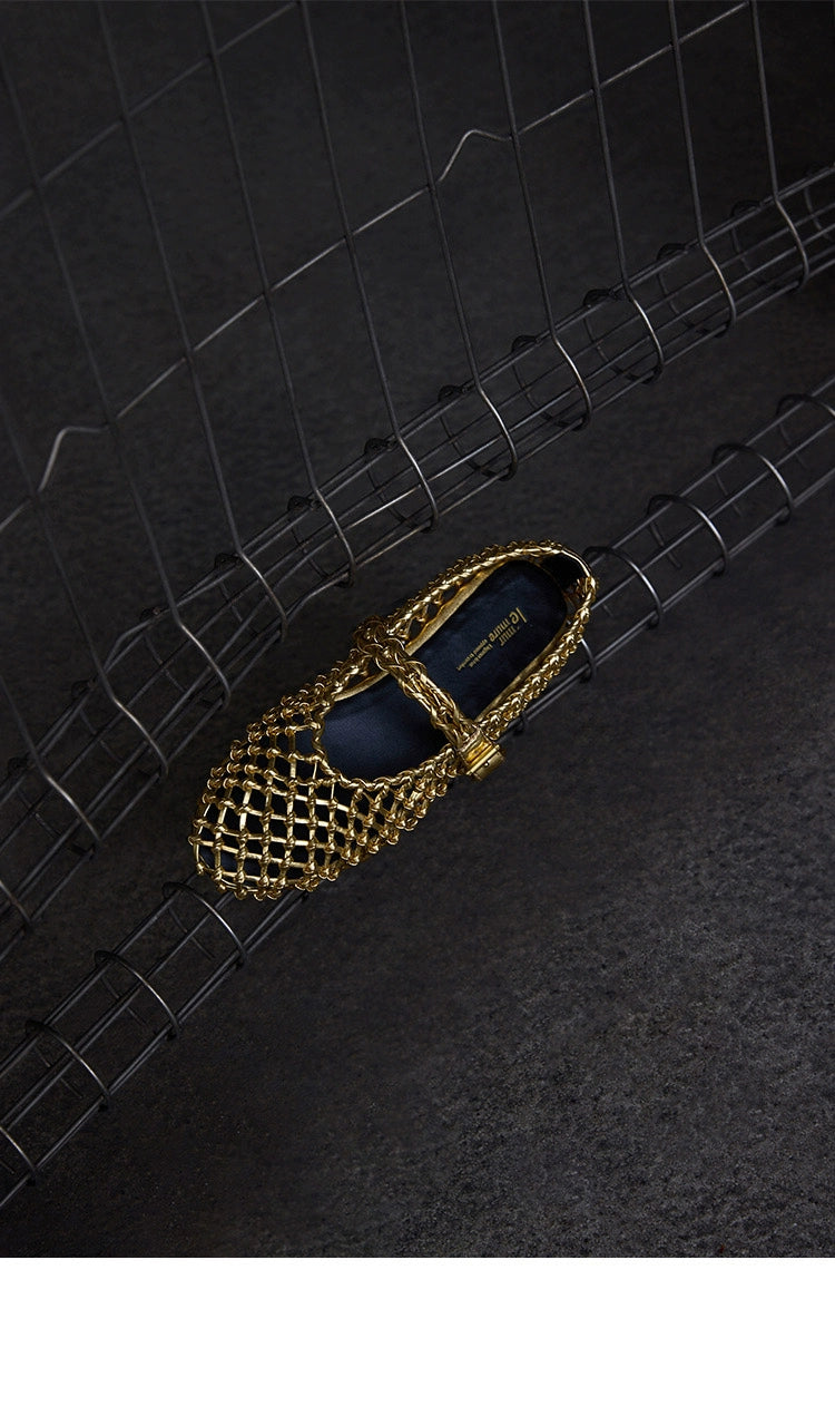 Vintage Lattice Strap Flats