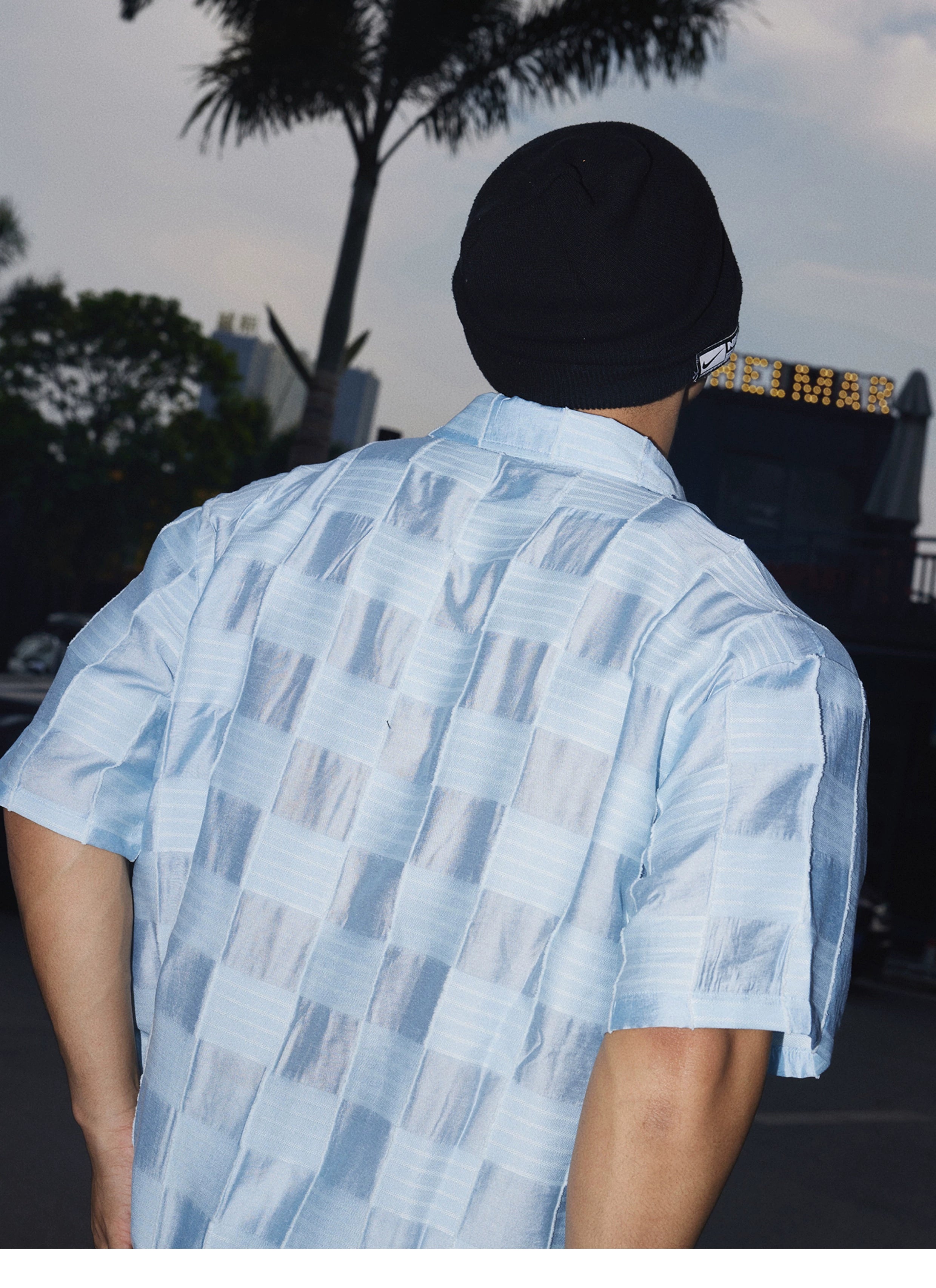 Textured Short Sleeve Button-Up Shirt