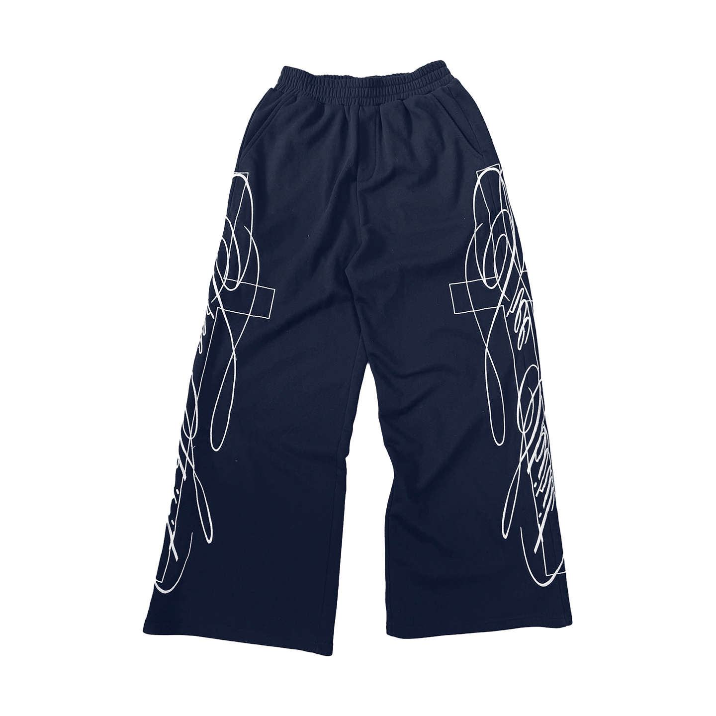 Cross Script Wide-Leg Track Pants