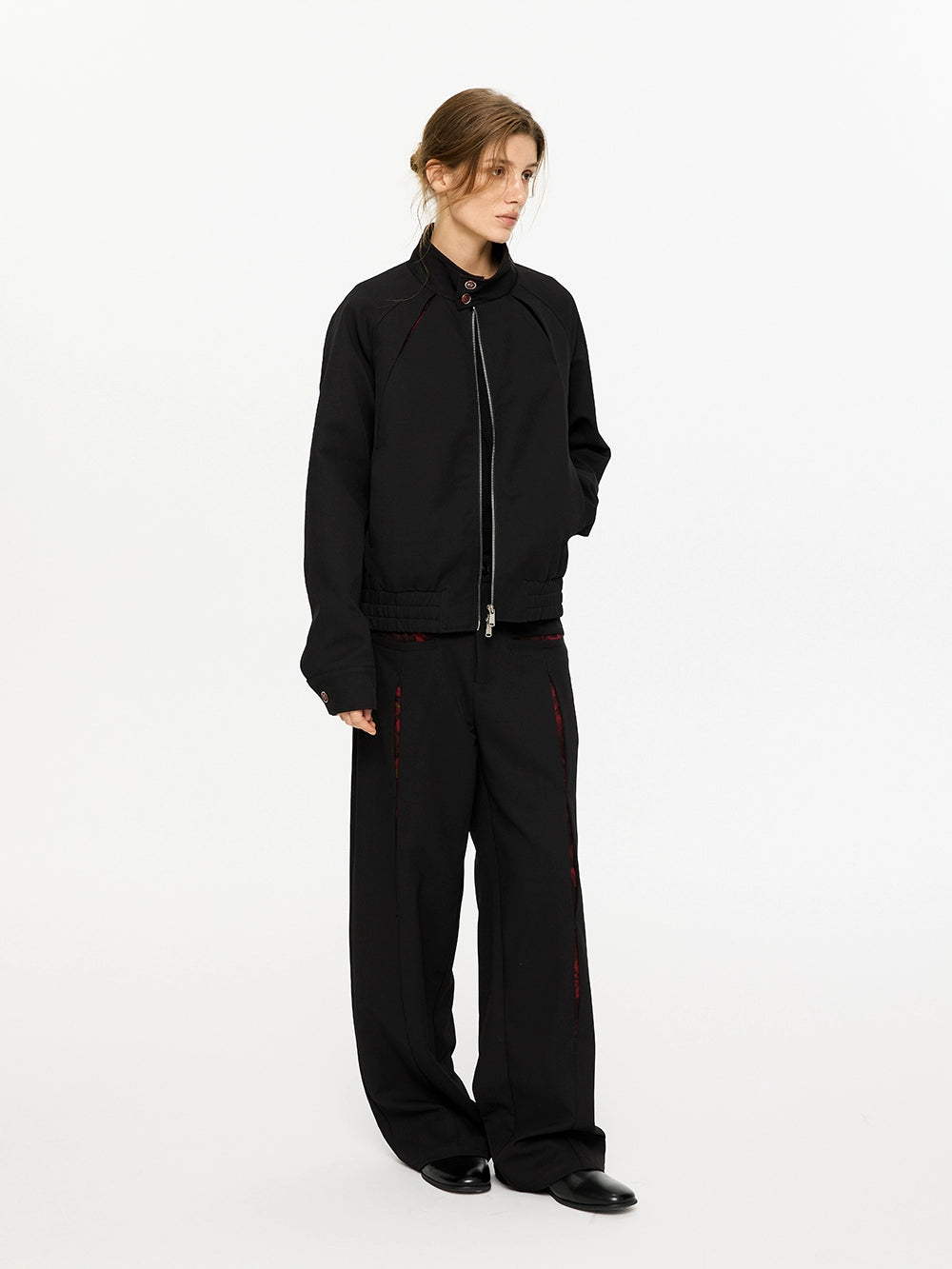 Bomber Jacket with Inner Patterned Lining and Pants Setup