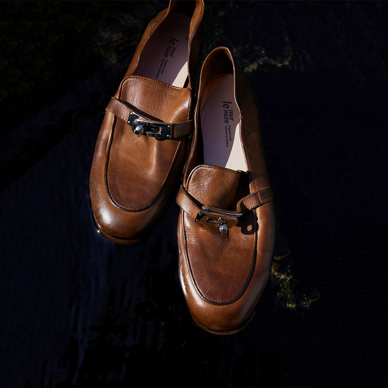 Pointed-Toe Loafers with Metal Bit Detail