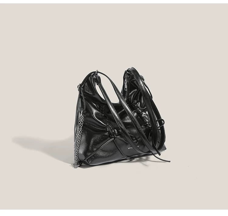 Midnight Ruffle Chain Shoulder Bag