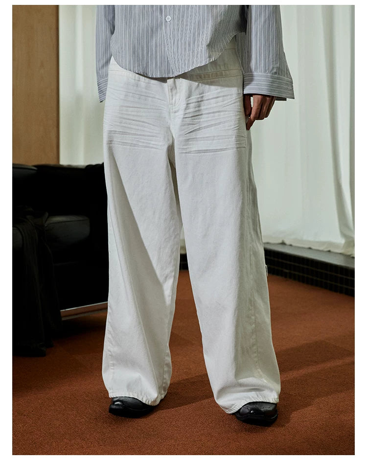 Crisp White Wide-Leg Balloon Trousers