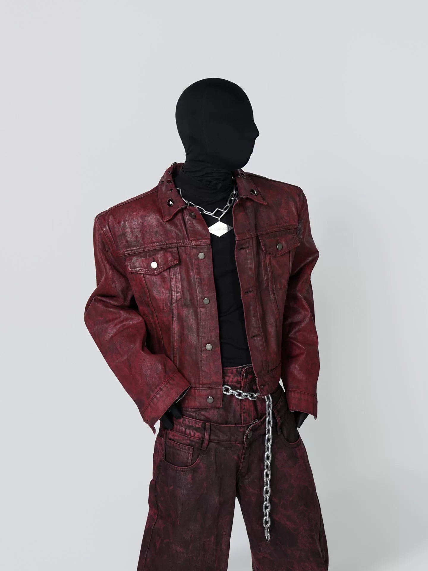 Crimson Static Grommet-Collar Moto Jacket
