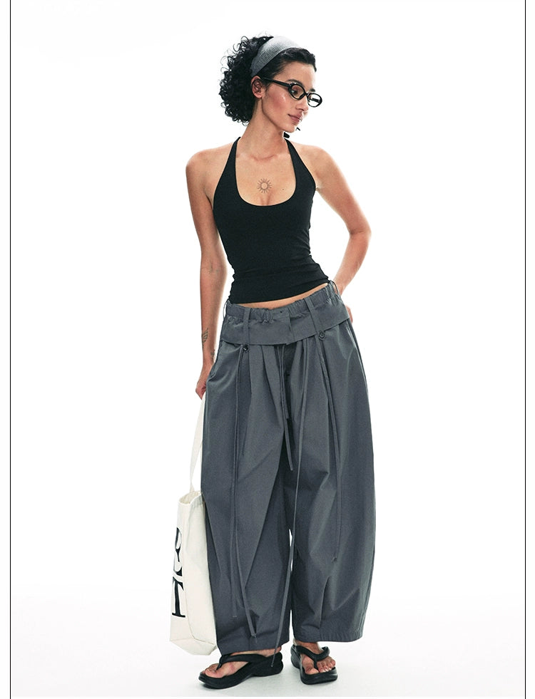 Wide-Leg Paper Bag Trousers