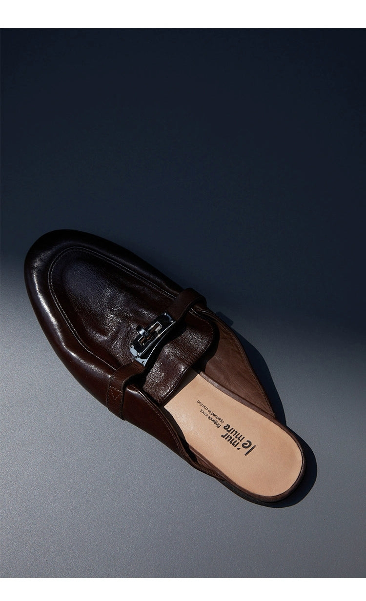 Leather Buckle Mules