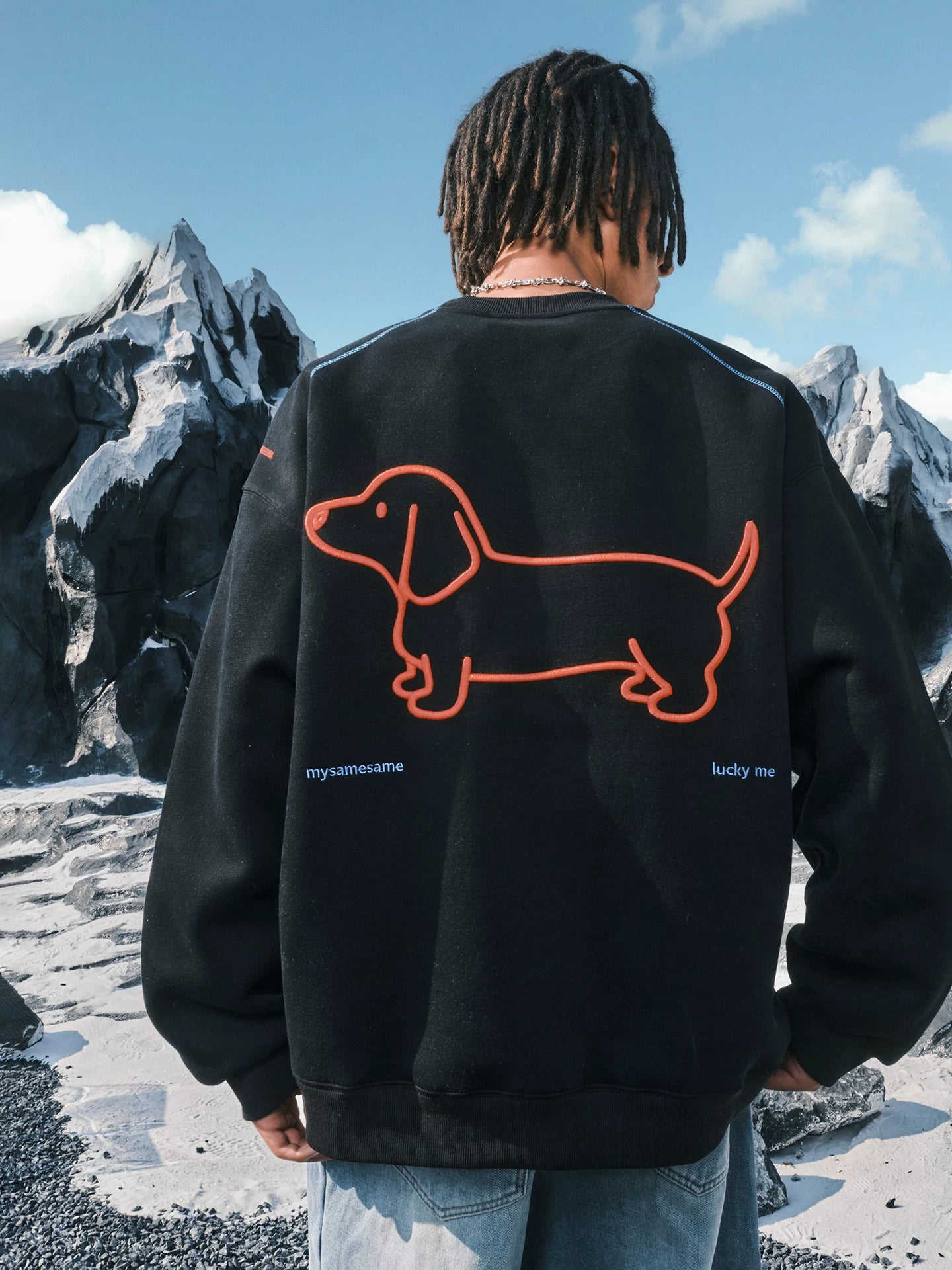 Dachshund Embroidered Oversized Crewneck Sweatshirt