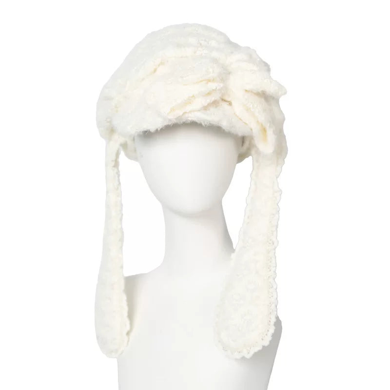 Ivory Fur-Tie Knit Peplum Top