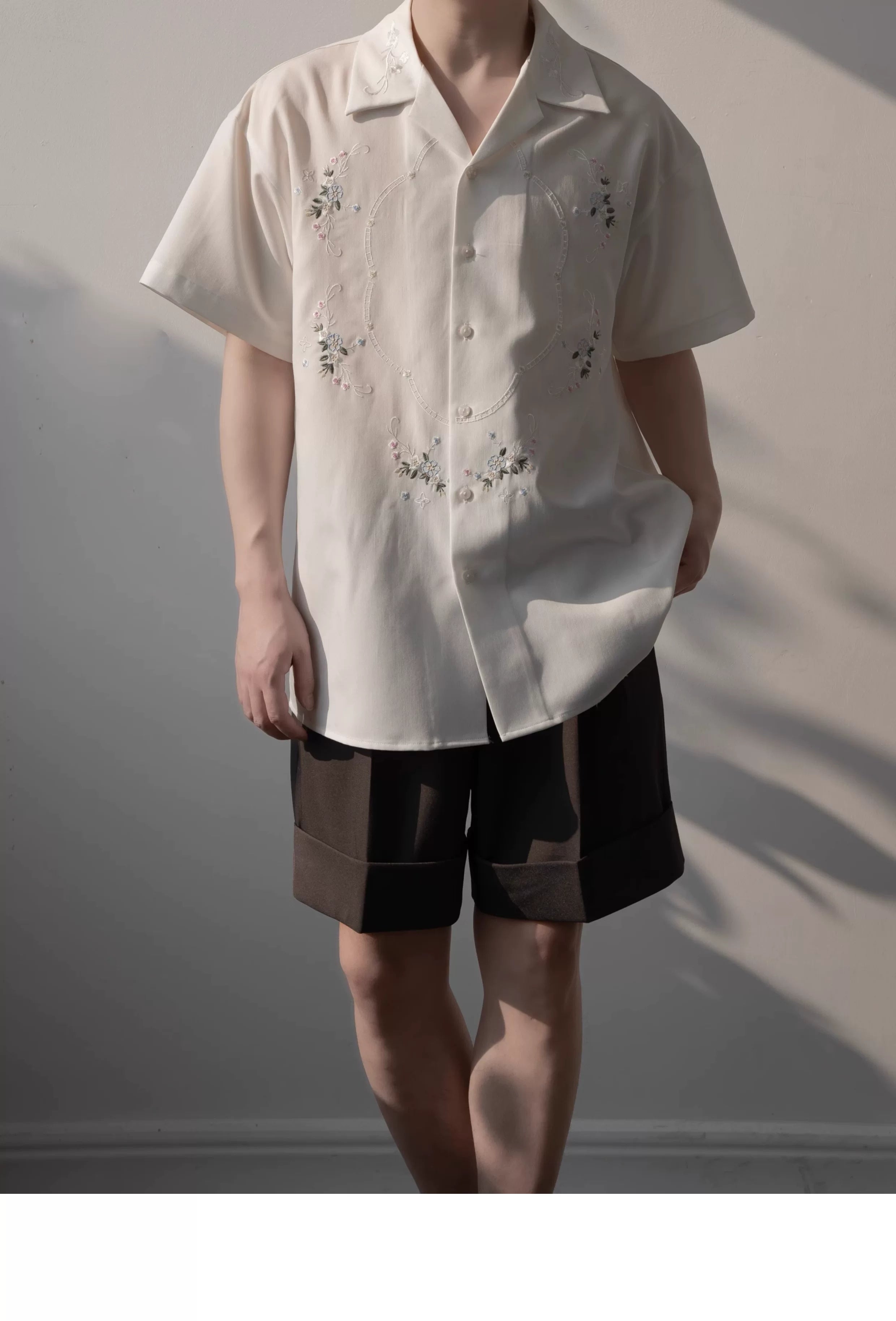 Sunlit Cameo Embroidered Camp Shirt