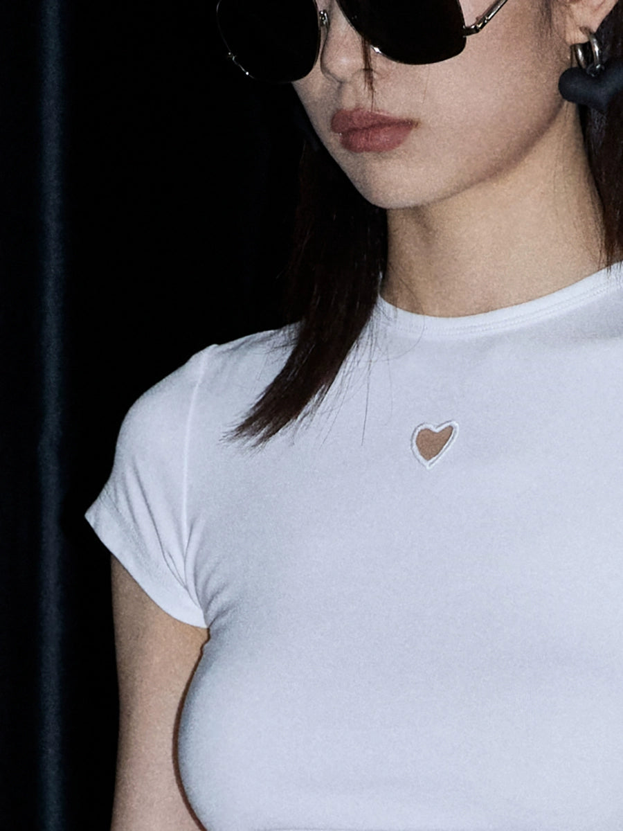 Heart-Stitch Slim Basic Tee