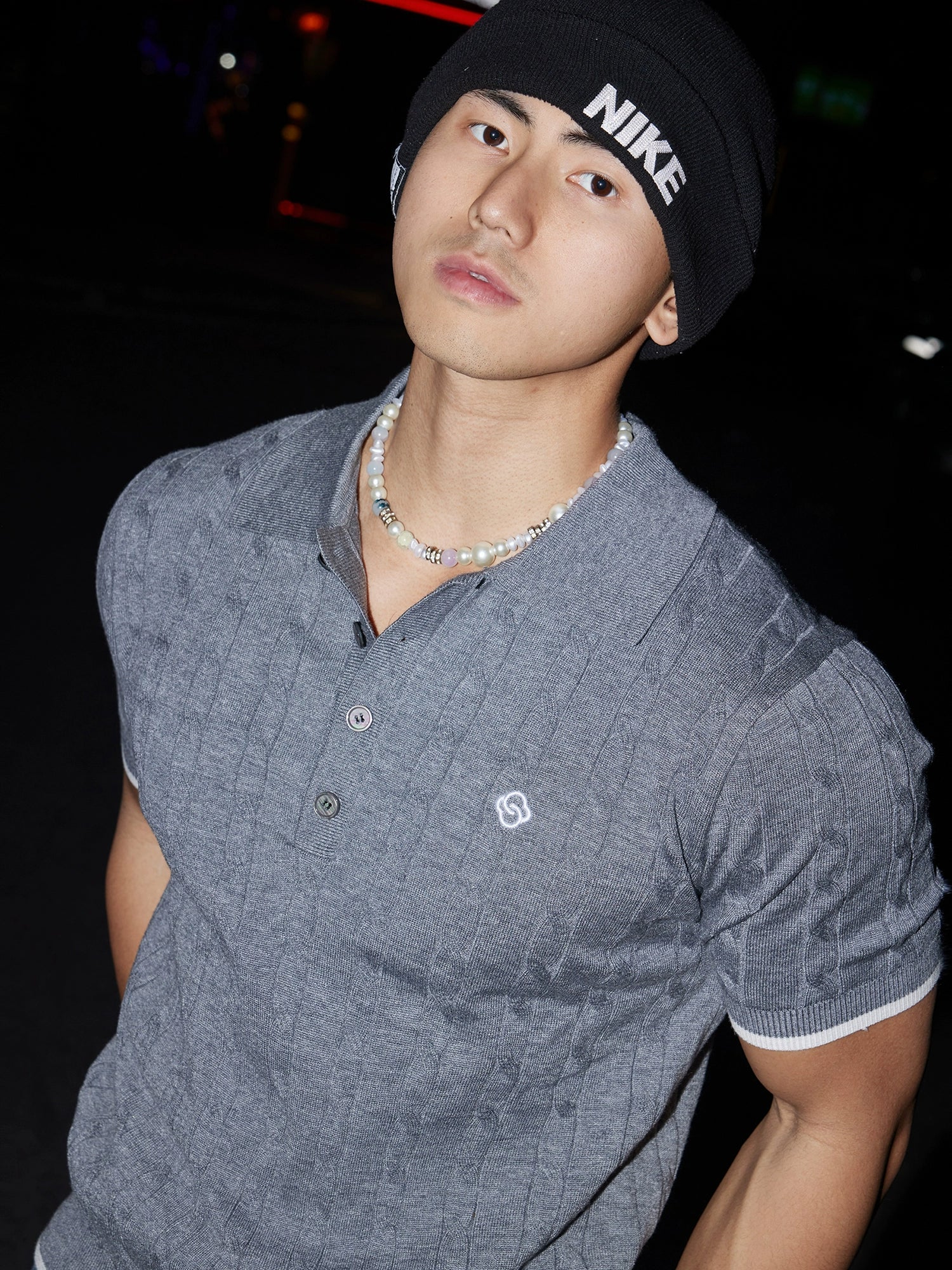 Textured Knit Polo Shirt