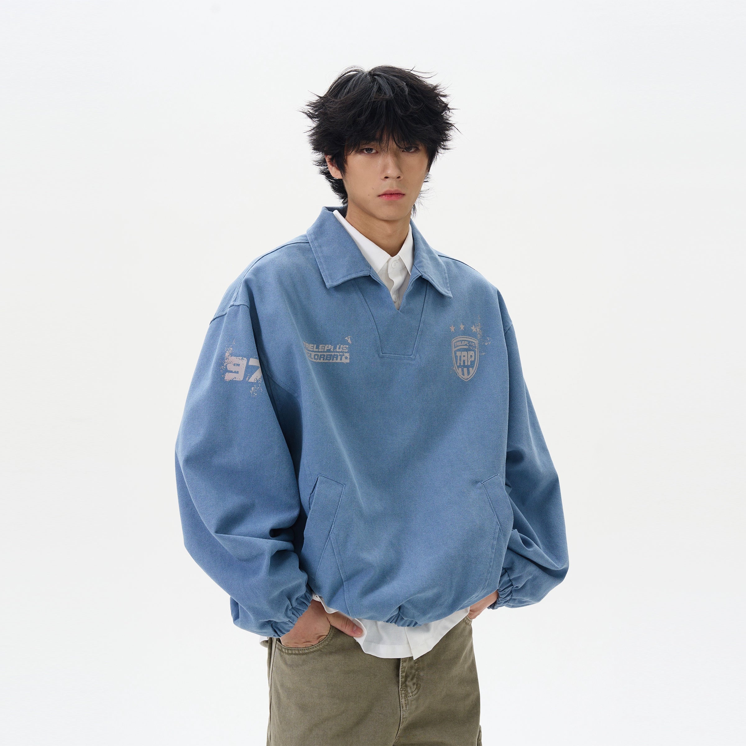 Light Blue Vintage Varsity Pullover