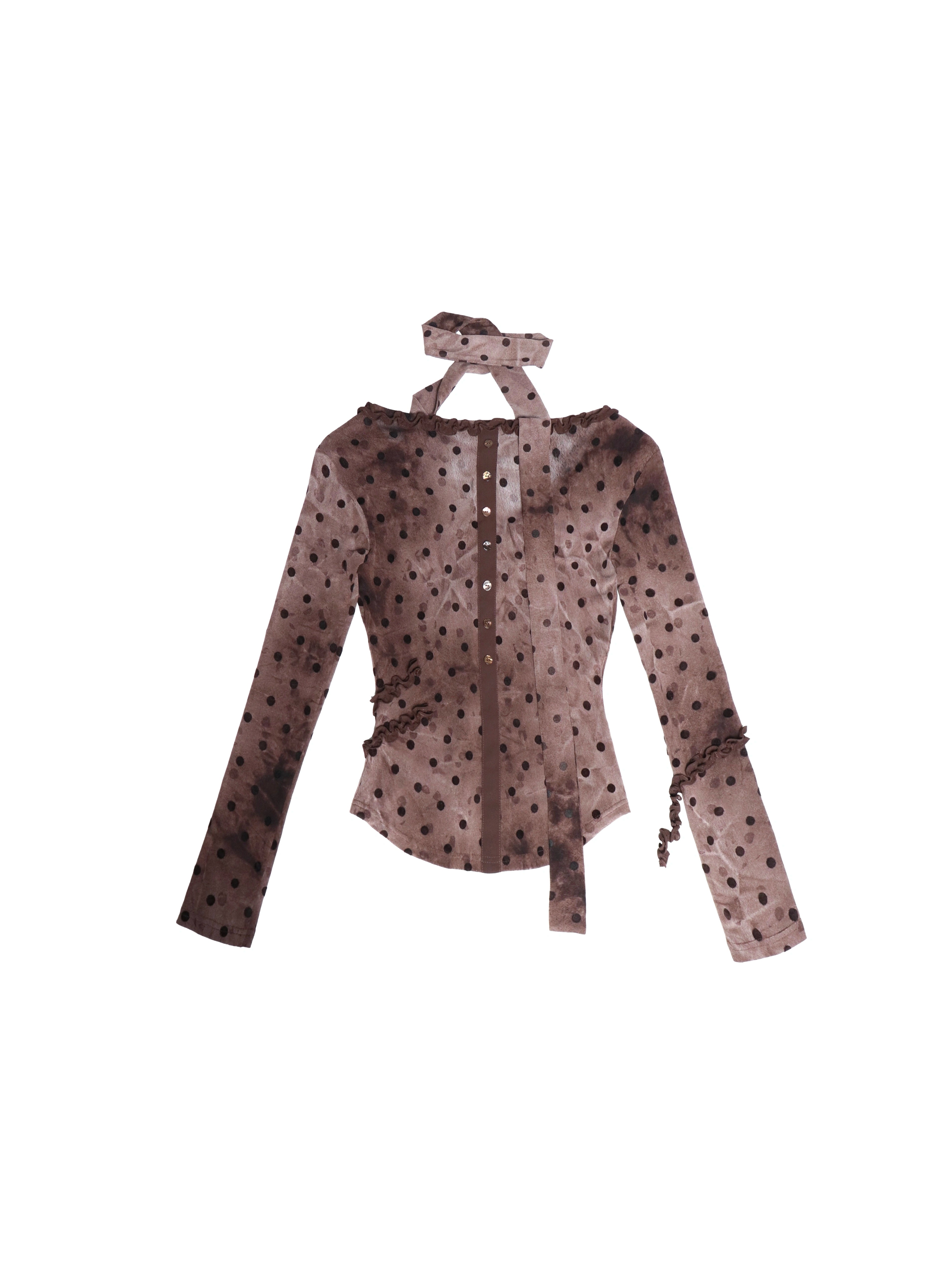 Velvet Ember Polka Mesh Choker Top