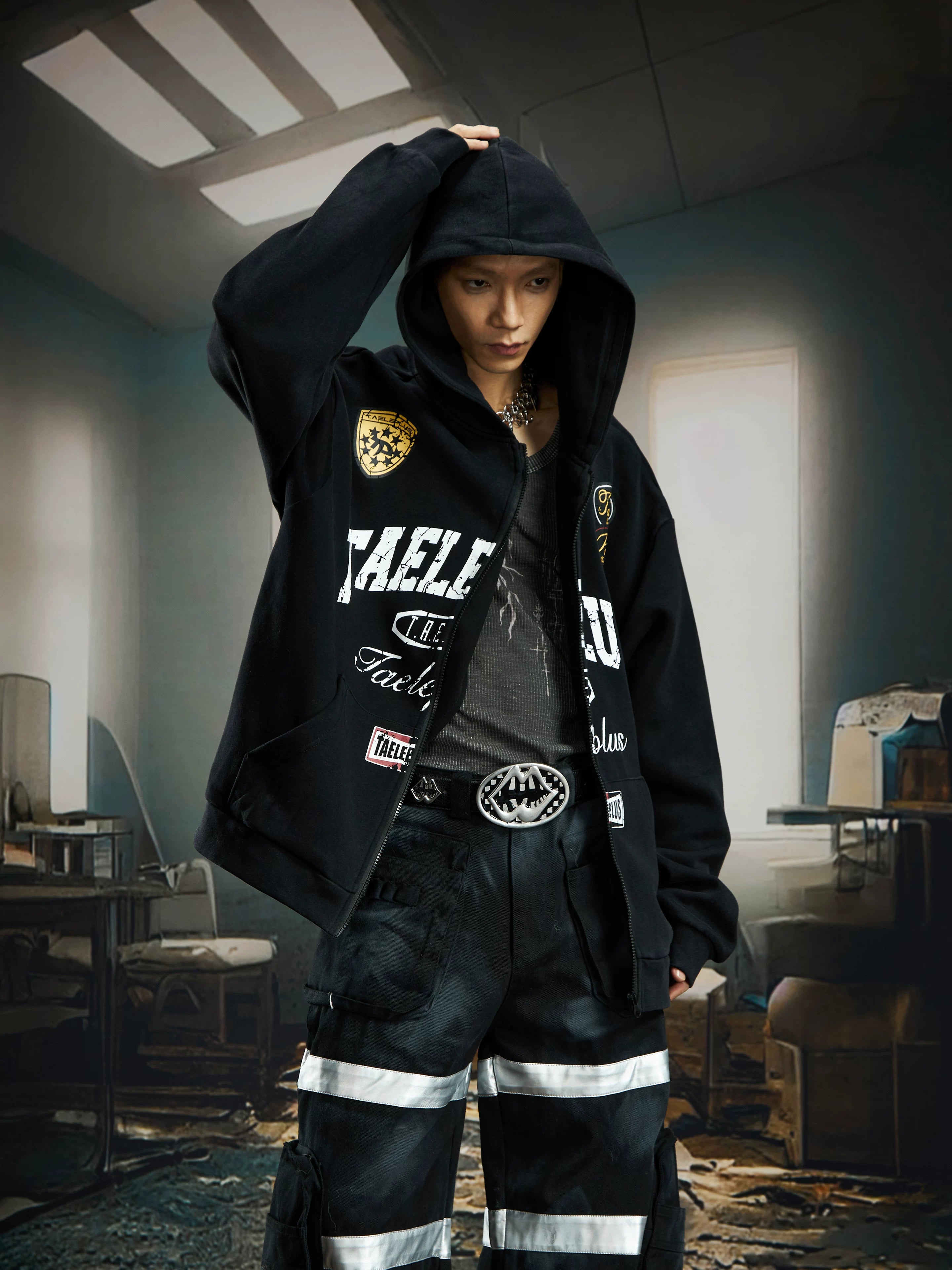 Taeleplus Varsity Patch Zip Hoodie