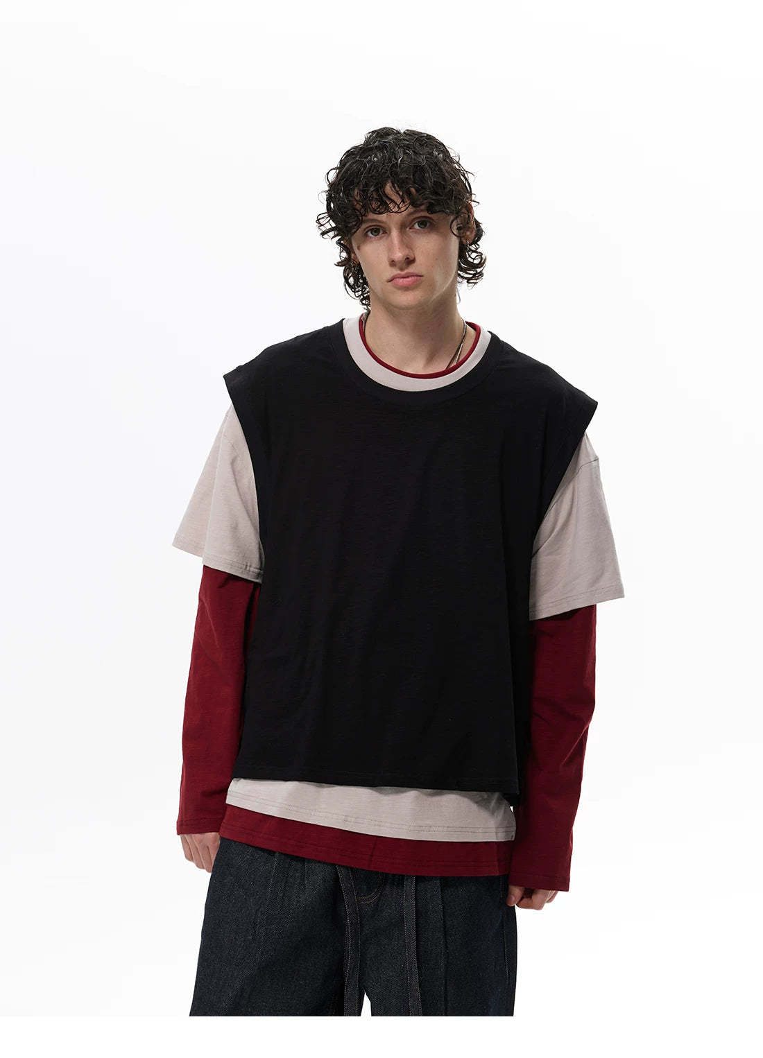 Two-Tone Stack Layer Tee Top