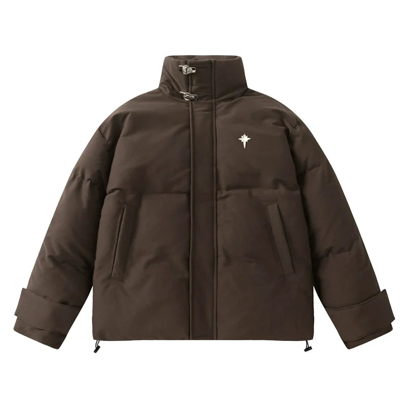 Collar de pie chaqueta de hojaldre de gran tamaño