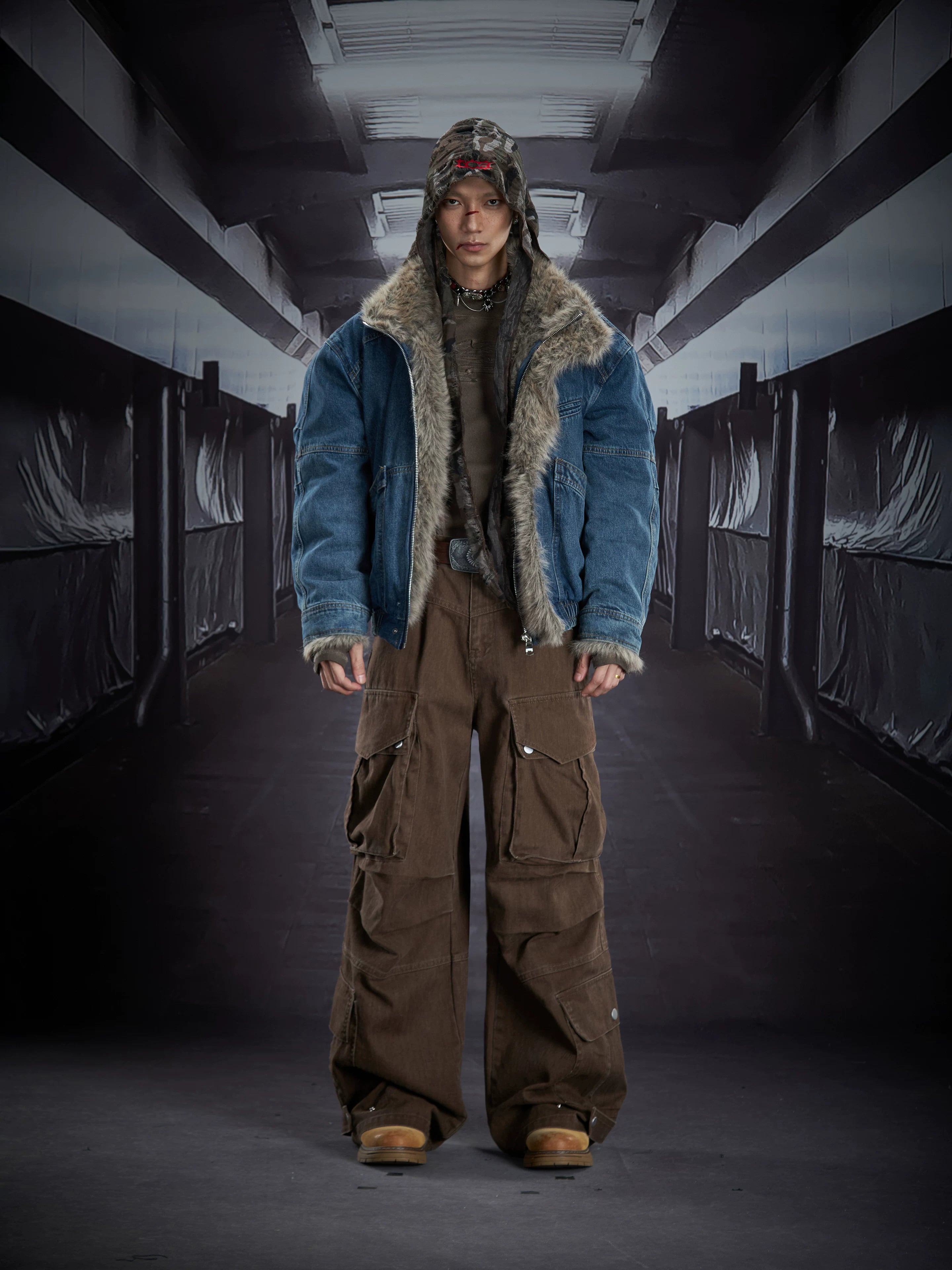 Frostlined Forge Denim Bomber Jacket