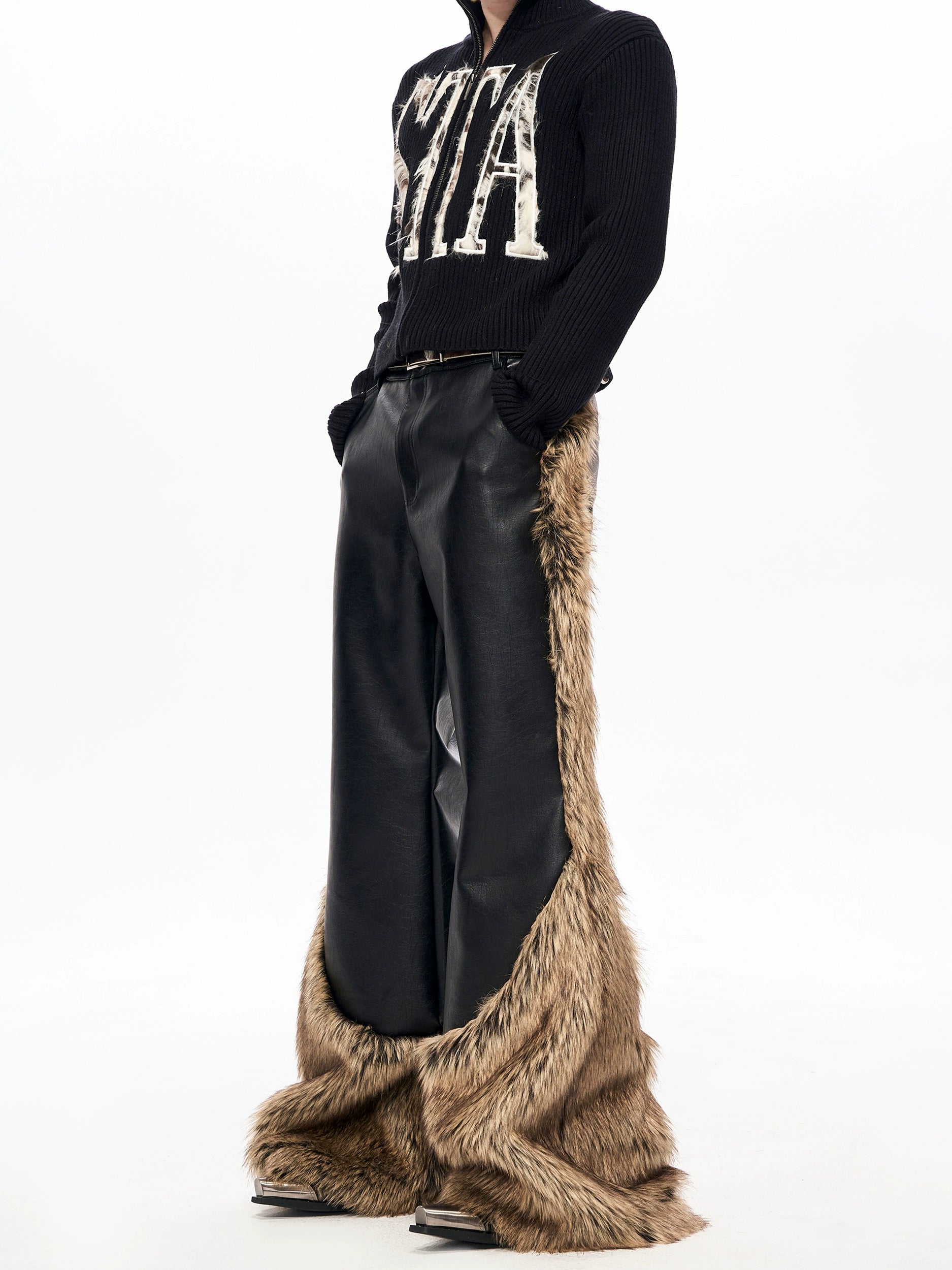 Wildfang Midnight Faux Fur Moto Jacket and Pants Setup