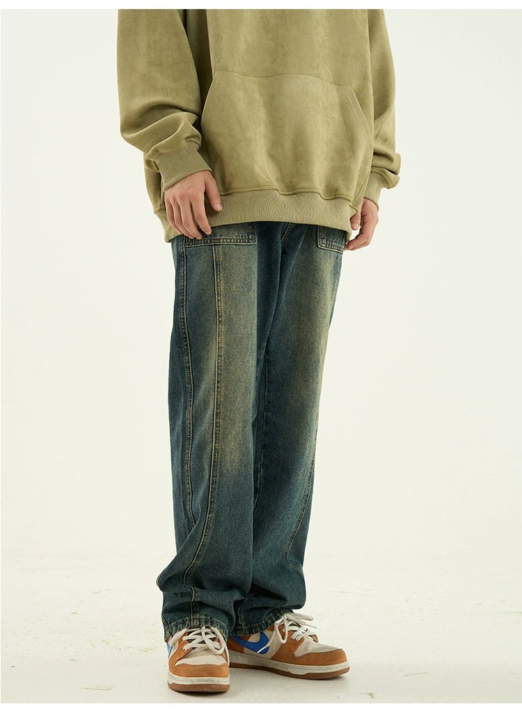 Loose Fit Washed Denim Jeans