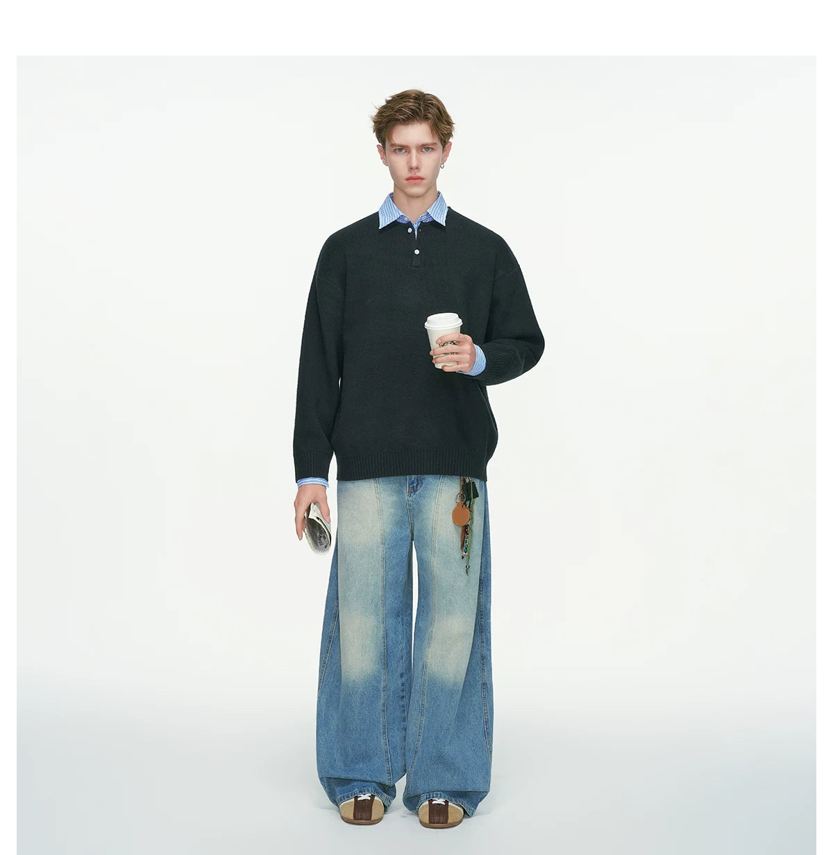 Oxford Layer Knit Polo Sweater